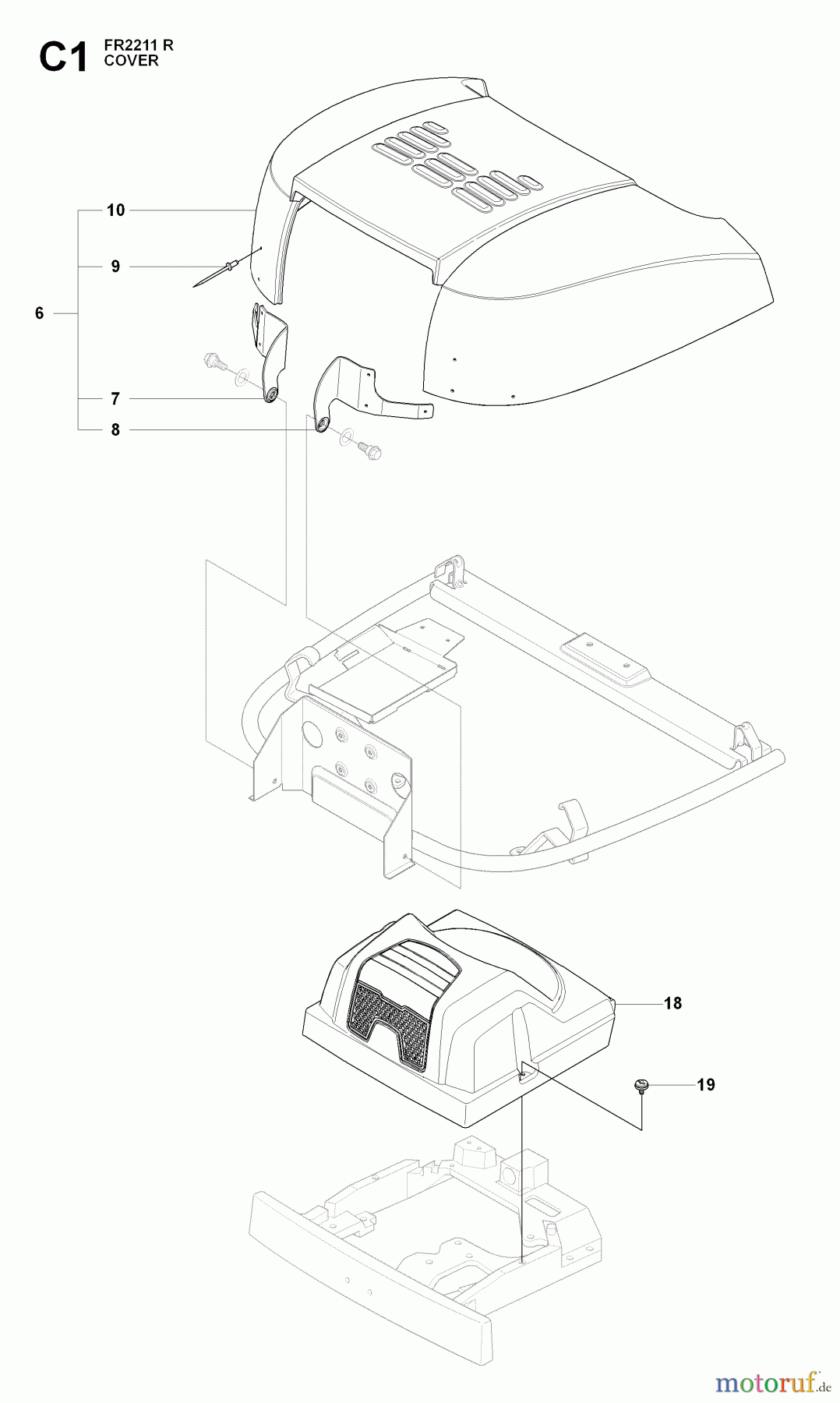 Jonsered Reitermäher FR2211 R (965190101) - Jonsered Rear-Engine Riding Mower (2009-04) HOOD