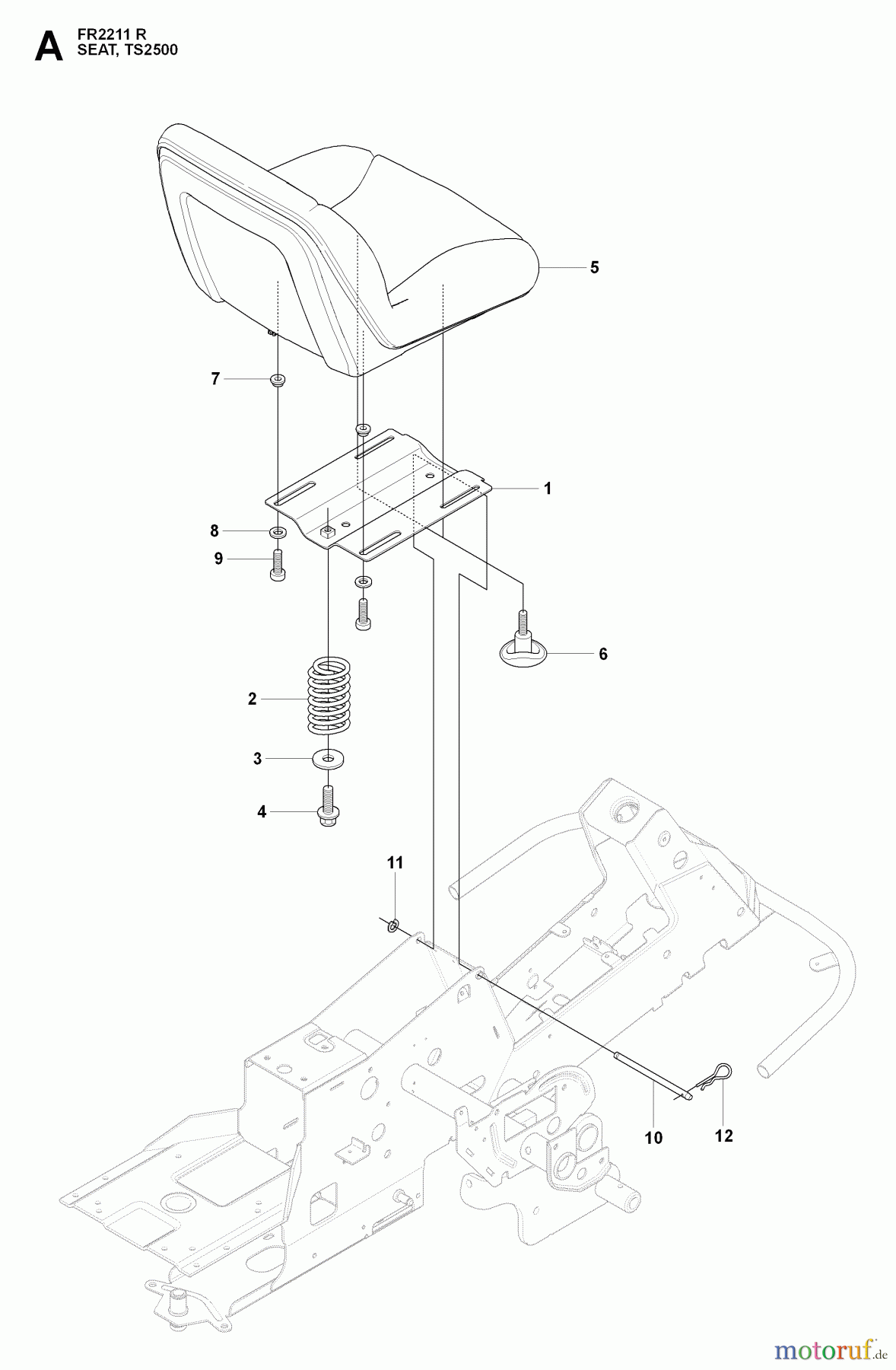 Jonsered Reitermäher FR2211 R (965190101) - Jonsered Rear-Engine Riding Mower (2009-04) SEAT
