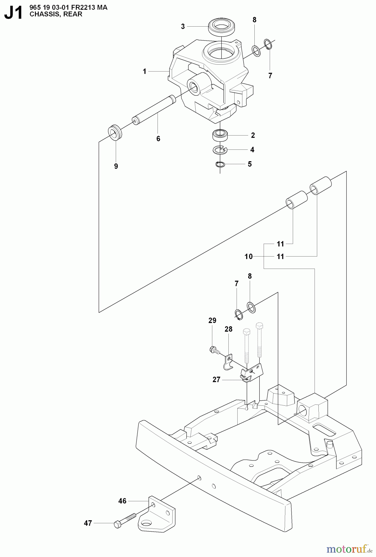 Jonsered Reitermäher FR2213 MA (965190301) - Jonsered Rear-Engine Riding Mower (2008-01) COVER REAR #1