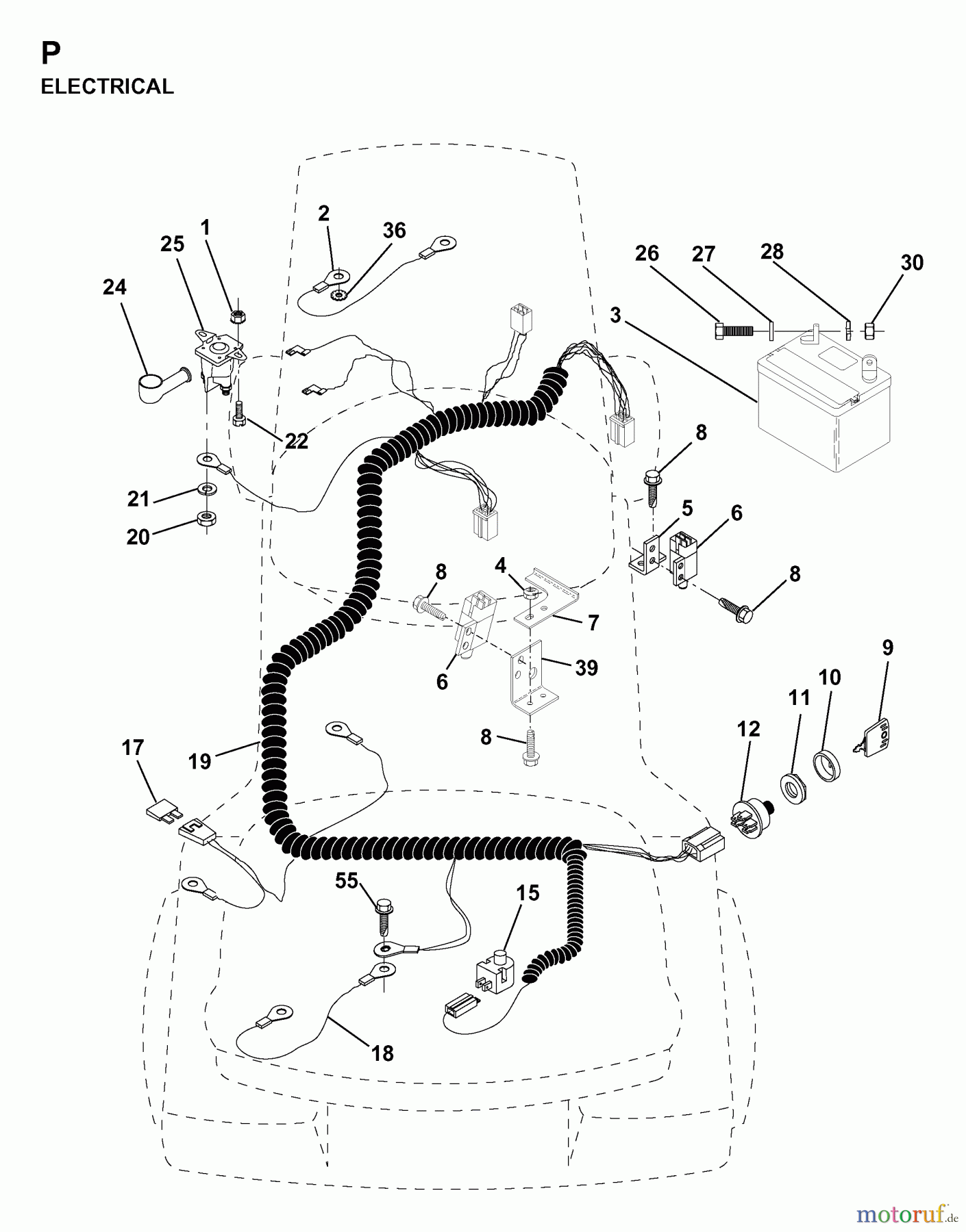Jonsered Rasen und Garten Traktoren LR11 (TEC36) - Jonsered Lawn & Garden Tractor (1998-04) ELECTRICAL