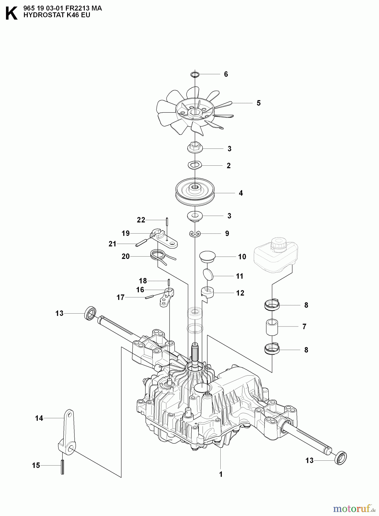 Jonsered Reitermäher FR2213 MA (965190301) - Jonsered Rear-Engine Riding Mower (2008-01) GEAR HOUSING
