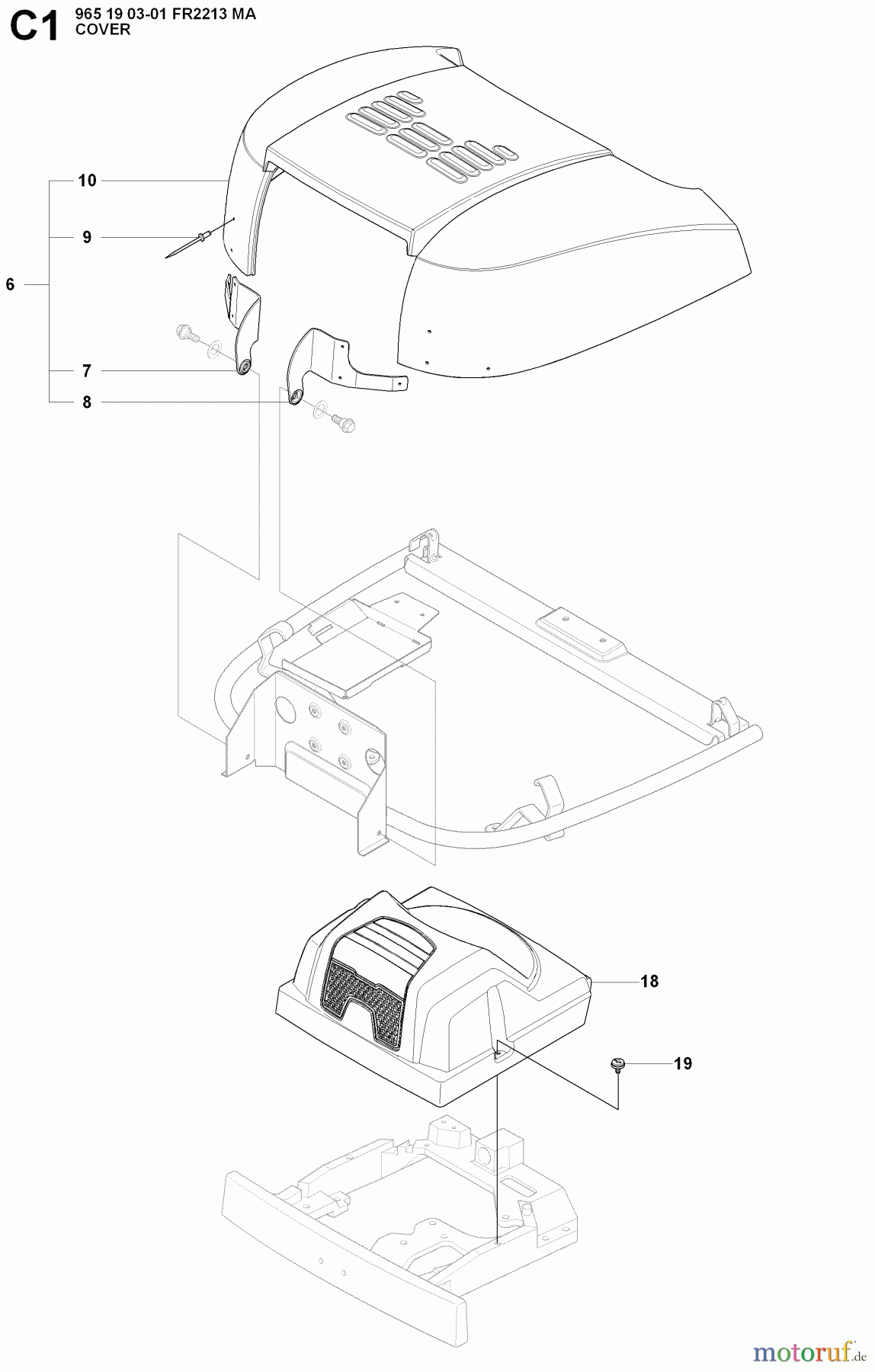 Jonsered Reitermäher FR2213 MA (965190301) - Jonsered Rear-Engine Riding Mower (2008-01) HOOD