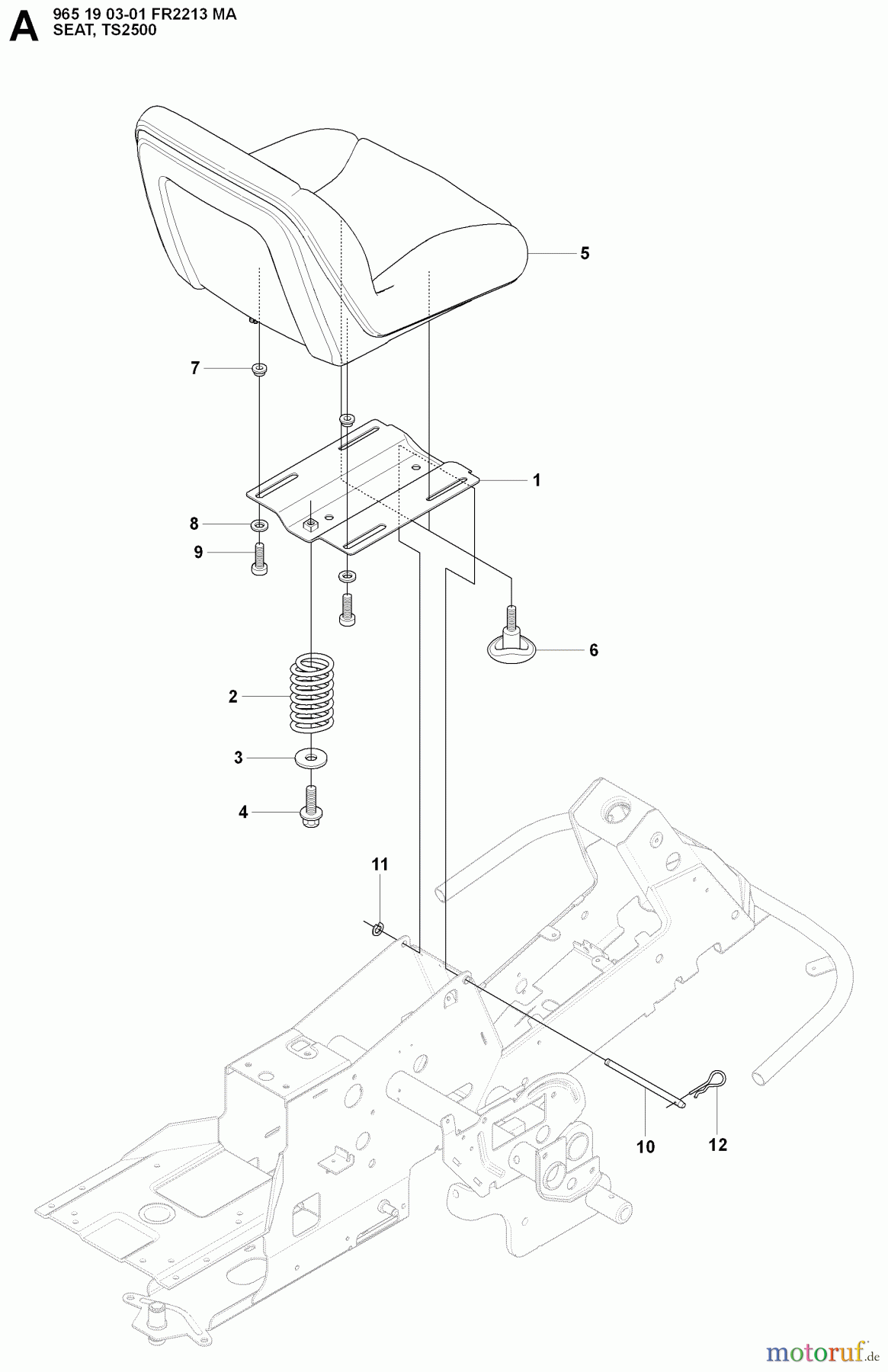 Jonsered Reitermäher FR2213 MA (965190301) - Jonsered Rear-Engine Riding Mower (2008-01) SEAT