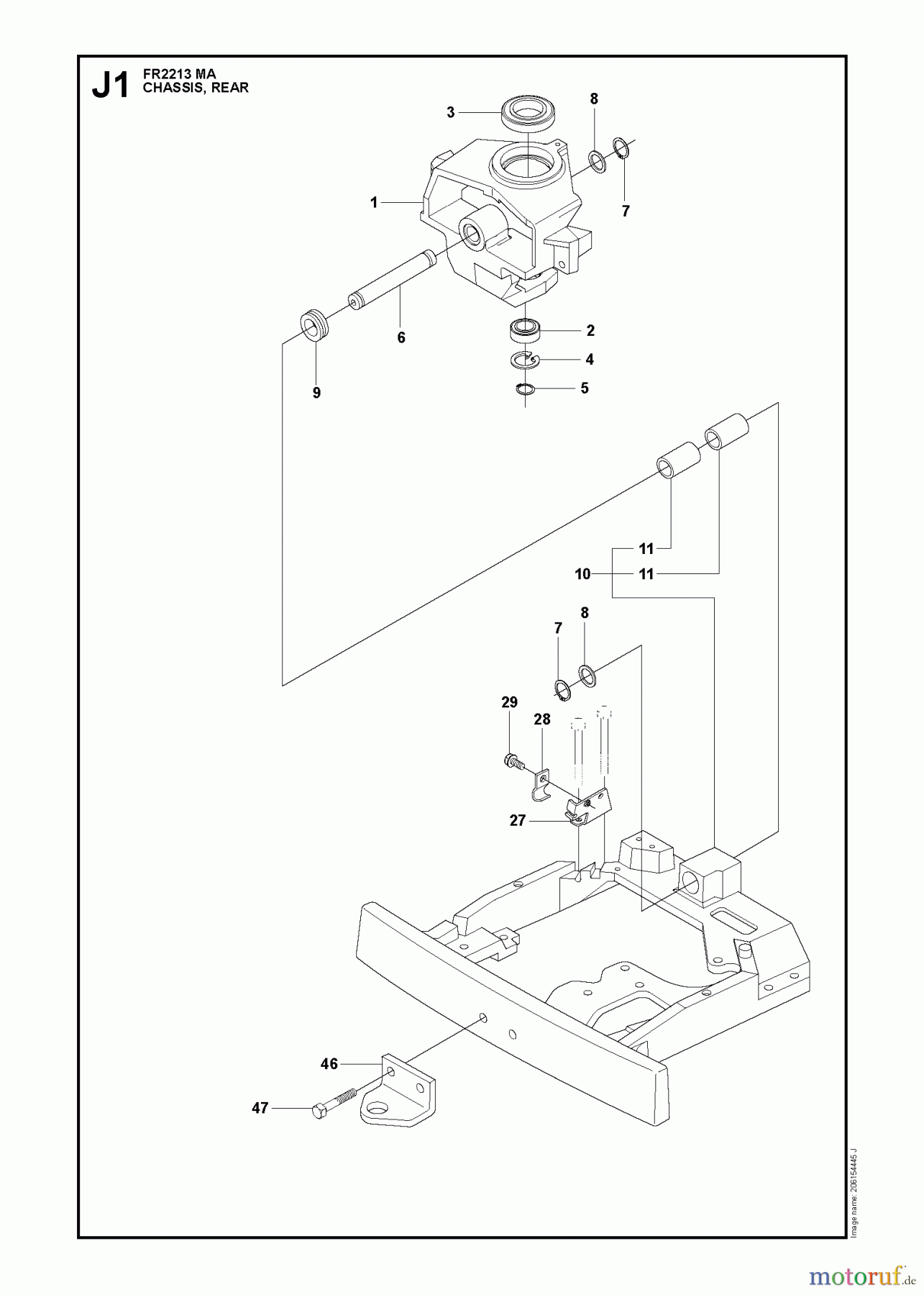 Jonsered Reitermäher FR2213 MA (965190301) - Jonsered Rear-Engine Riding Mower (2009-04) CHASSIS REAR #2