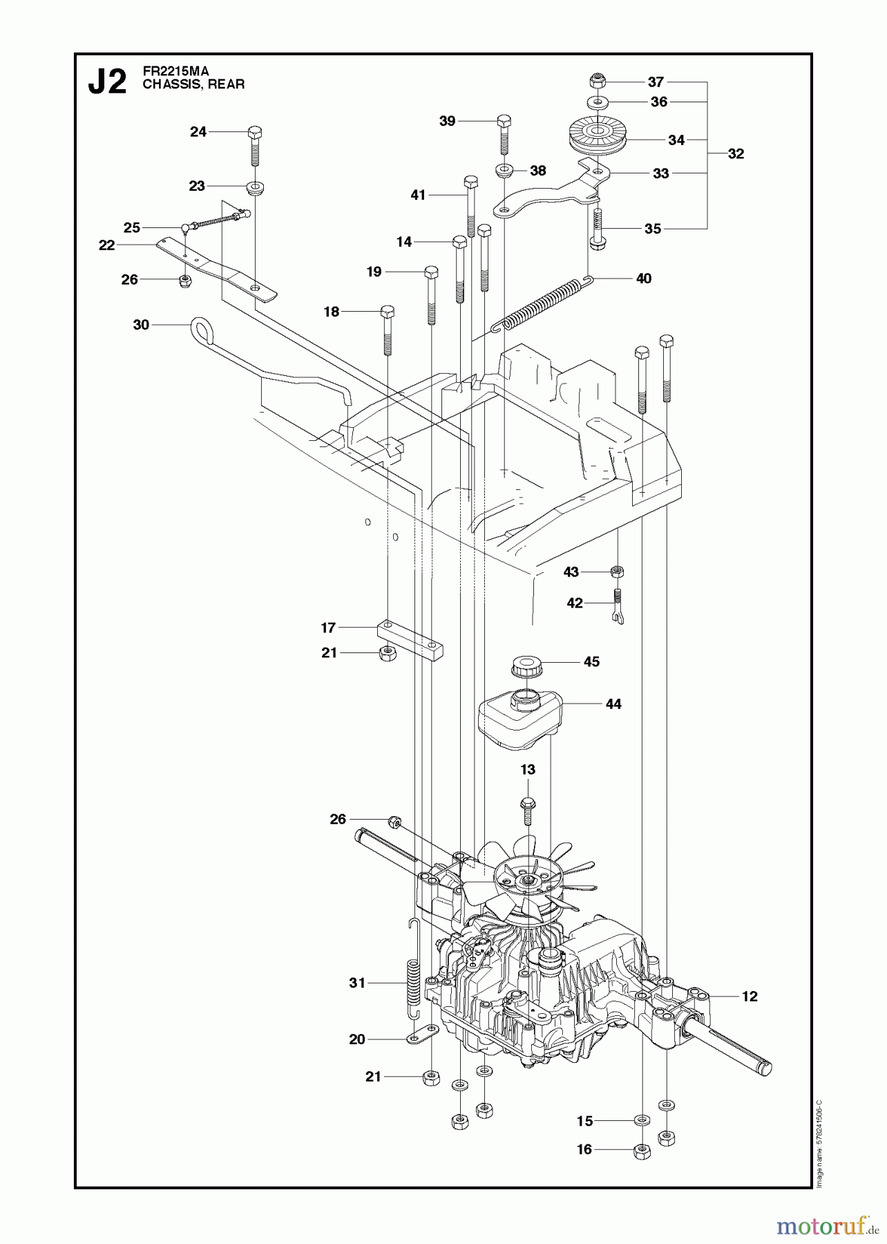  Jonsered Reitermäher FR2213 MA (966802101) - Jonsered Rear-Engine Riding Mower (2012) CHASSIS REAR #2