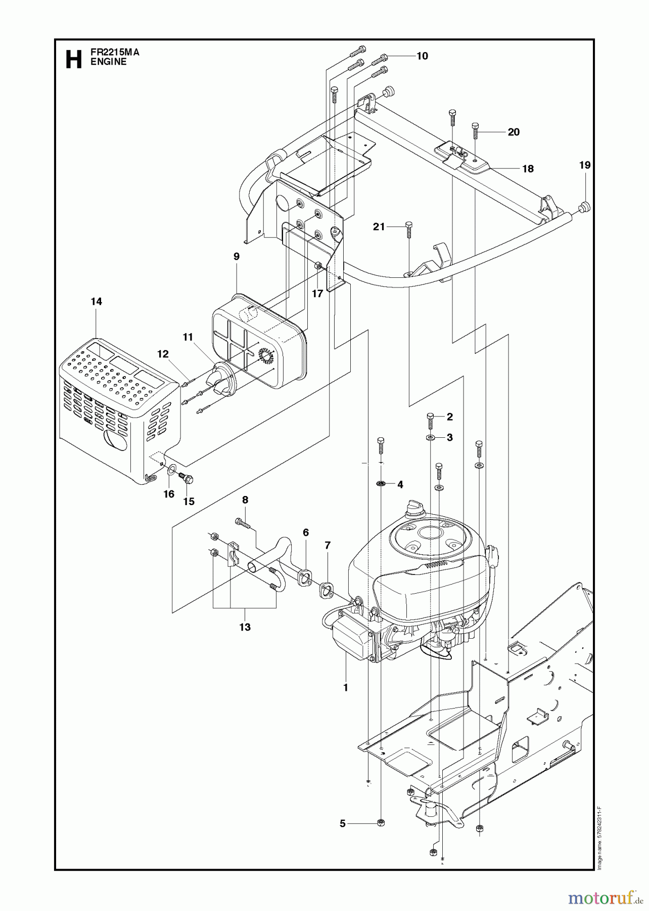 Jonsered Reitermäher FR2213 MA (966802101) - Jonsered Rear-Engine Riding Mower (2012) ENGINE