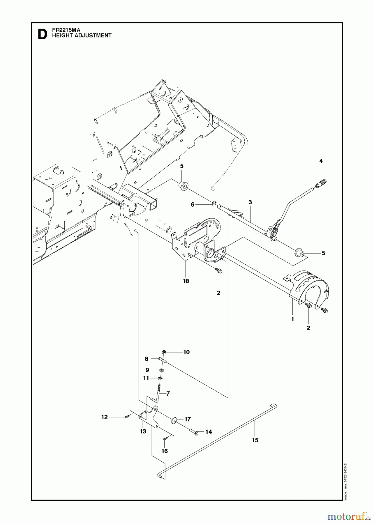 Jonsered Reitermäher FR2213 MA (966802101) - Jonsered Rear-Engine Riding Mower (2012) HEIGHT ADJUSTMENT