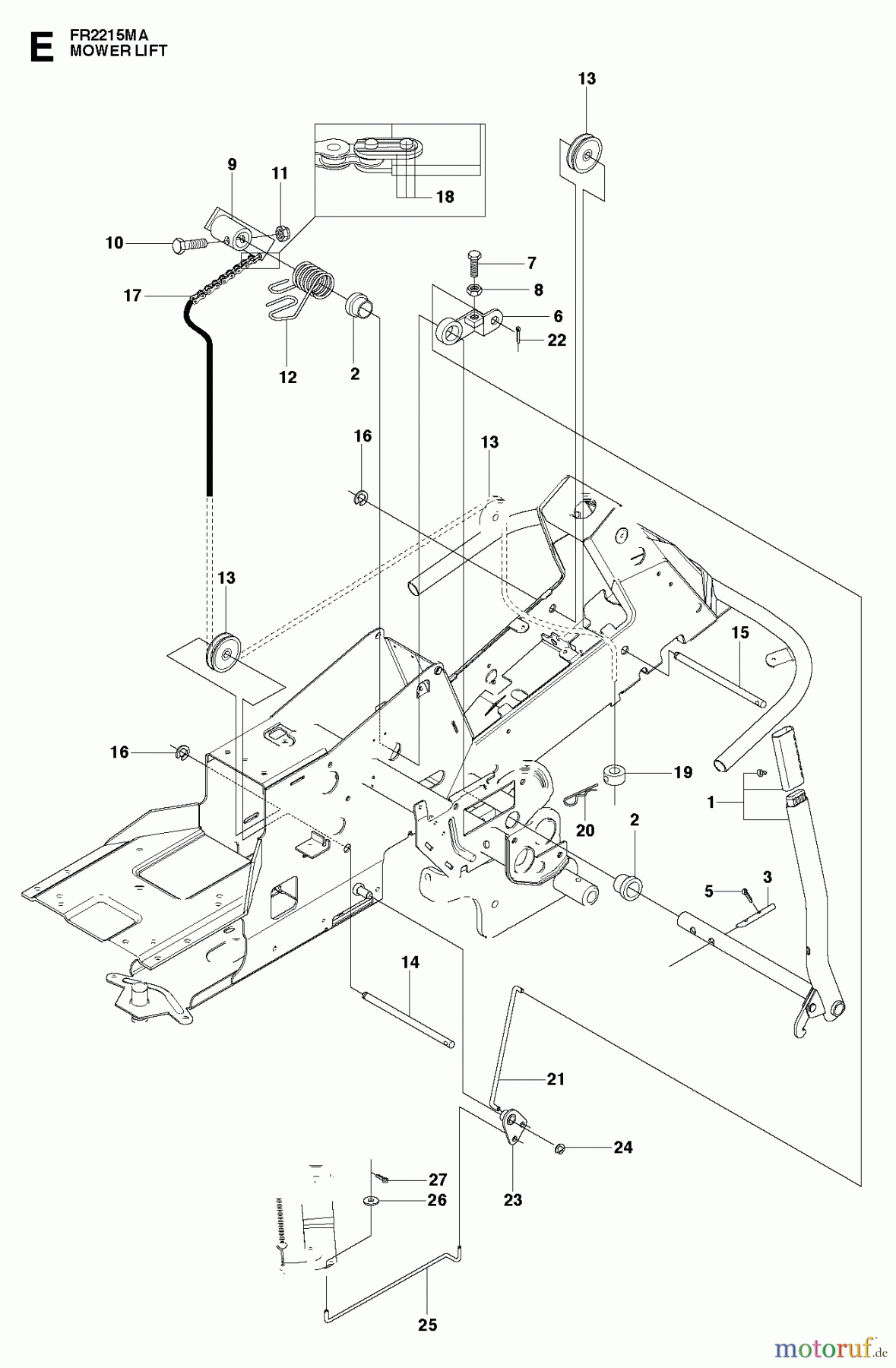 Jonsered Reitermäher FR2215 MA (966773401) - Jonsered Rear-Engine Riding Mower (2012) MOWER LIFT LEVER