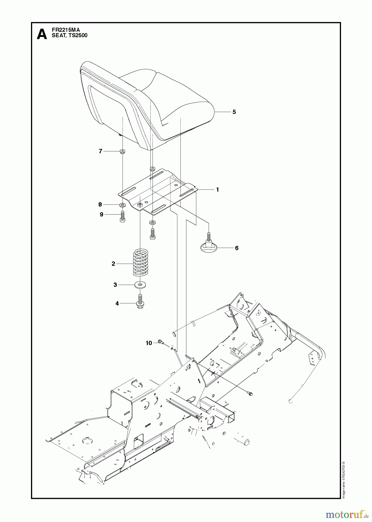 Jonsered Reitermäher FR2215 MA (966773401) - Jonsered Rear-Engine Riding Mower (2012) SEAT