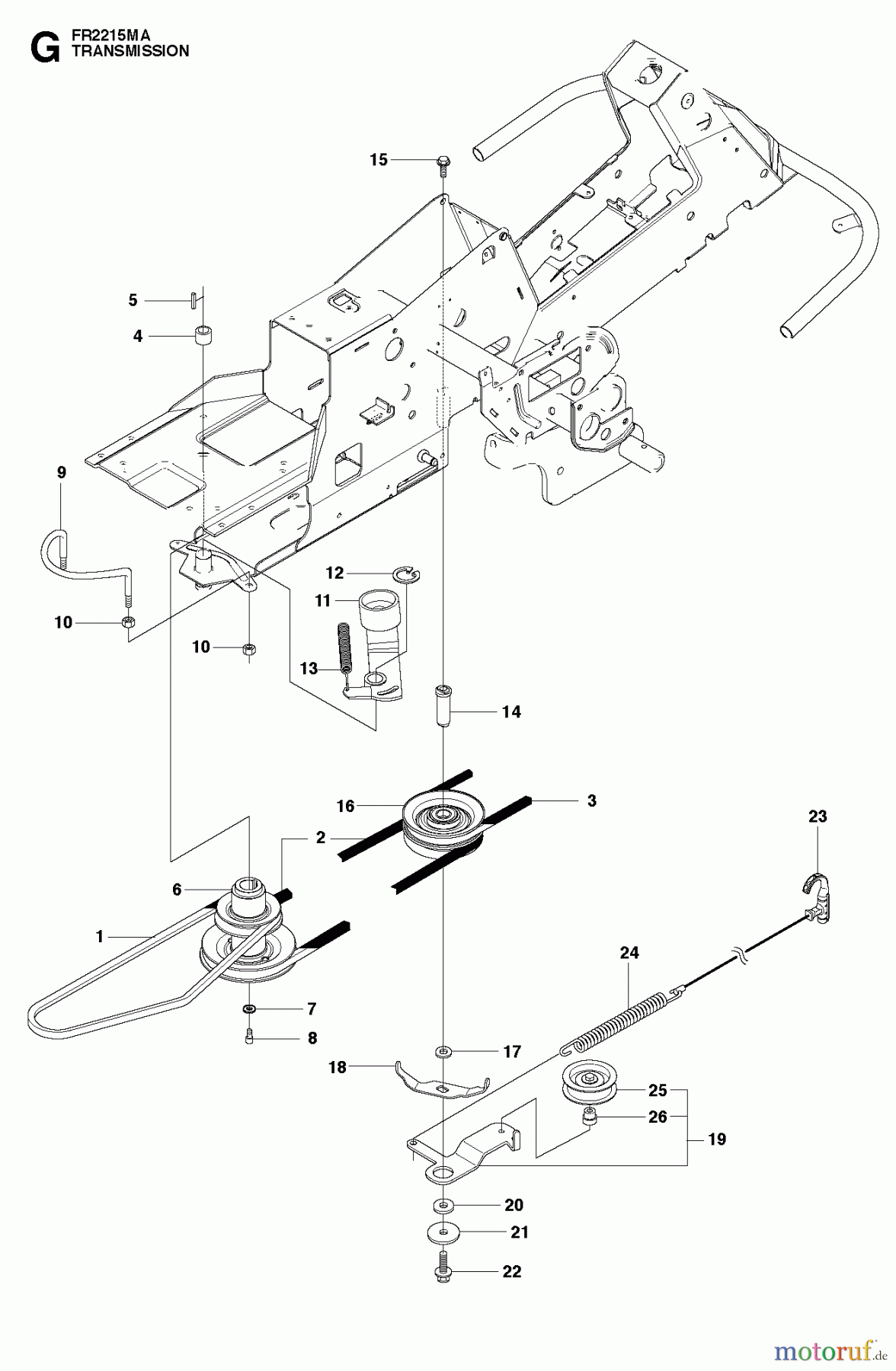 Jonsered Reitermäher FR2213 MA (966802101) - Jonsered Rear-Engine Riding Mower (2012) TRANSMISSION #2