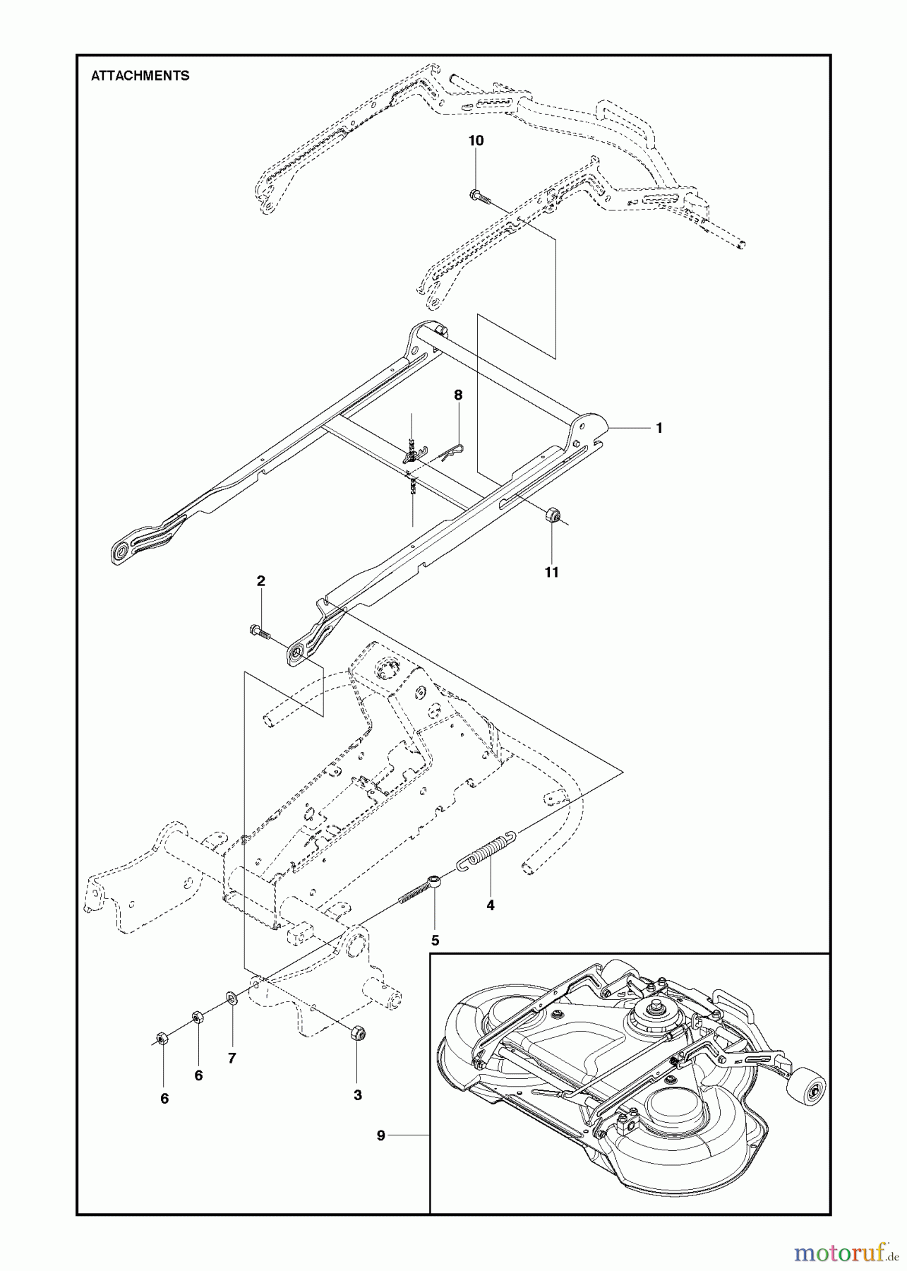 Jonsered Reitermäher FR2213 MA (967178901) - Jonsered Rear-Engine Riding Mower (2013) ATTACHMENTS