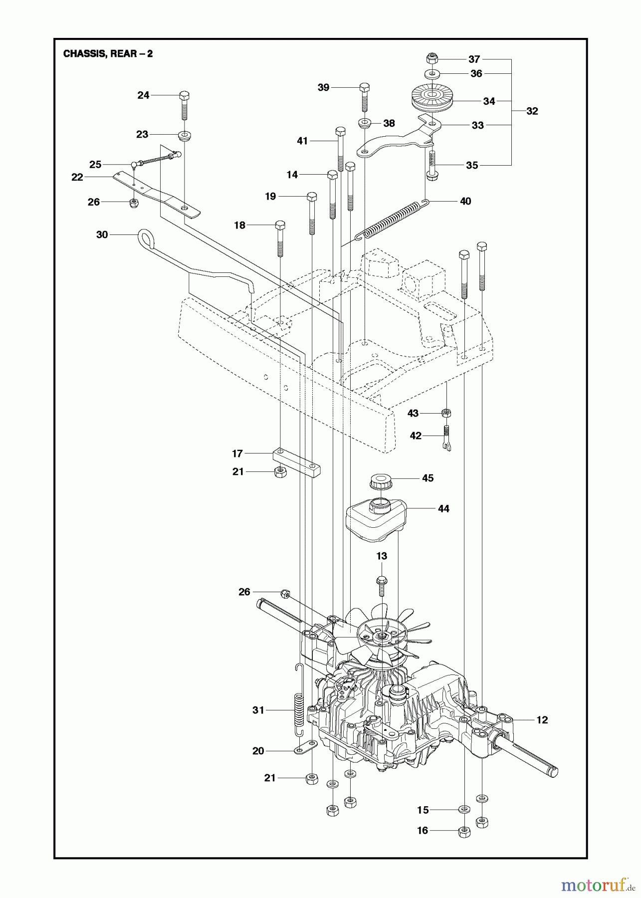 Jonsered Reitermäher FR2213 MA (967178901) - Jonsered Rear-Engine Riding Mower (2013) CHASSIS REAR #2