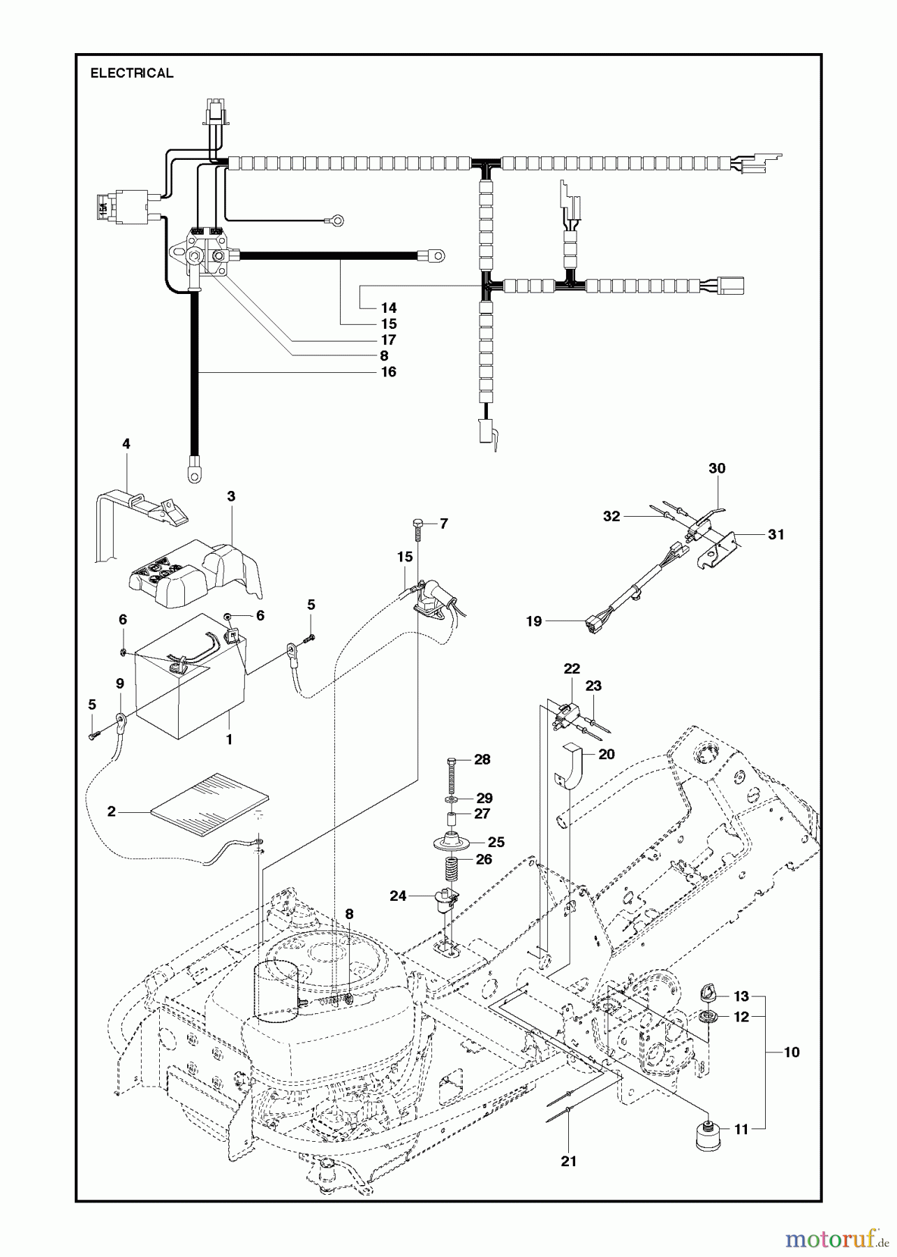 Jonsered Reitermäher FR2213 MA (967178901) - Jonsered Rear-Engine Riding Mower (2013) ELECTRICAL
