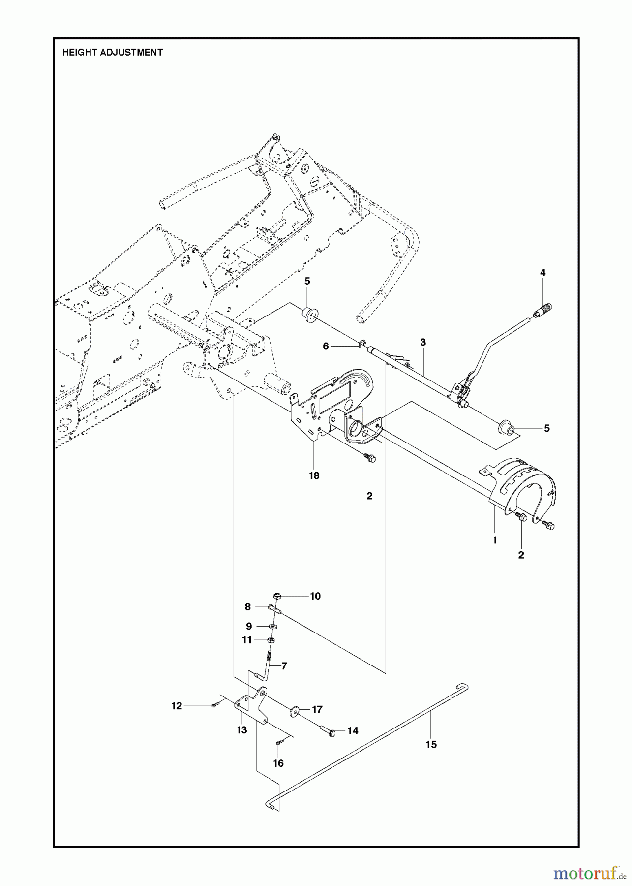 Jonsered Reitermäher FR2213 MA (967178901) - Jonsered Rear-Engine Riding Mower (2013) HEIGHT ADJUSTMENT