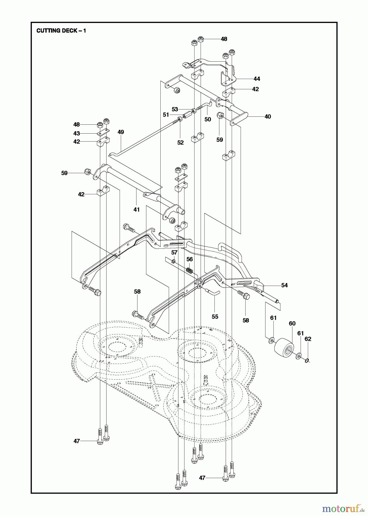 Jonsered Reitermäher FR2213 MA (967178901) - Jonsered Rear-Engine Riding Mower (2013) MOWER DECK / CUTTING DECK #1
