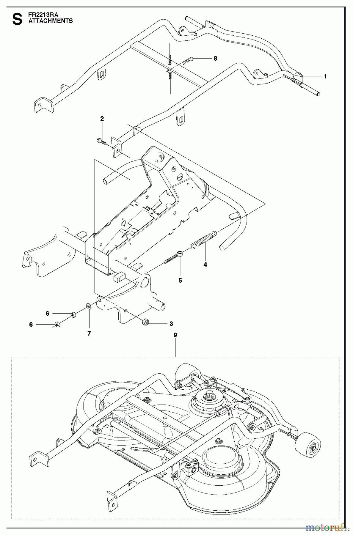 Jonsered Reitermäher FR2213 RA (966632001) - Jonsered Rear-Engine Riding Mower (2011) ATTACHMENTS