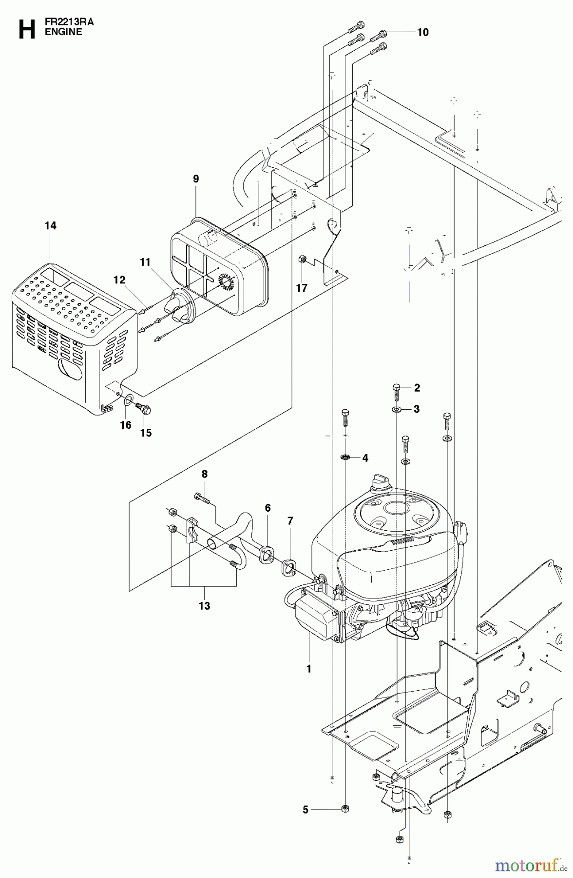 Jonsered Reitermäher FR2213 RA (966632001) - Jonsered Rear-Engine Riding Mower (2011) ENGINE