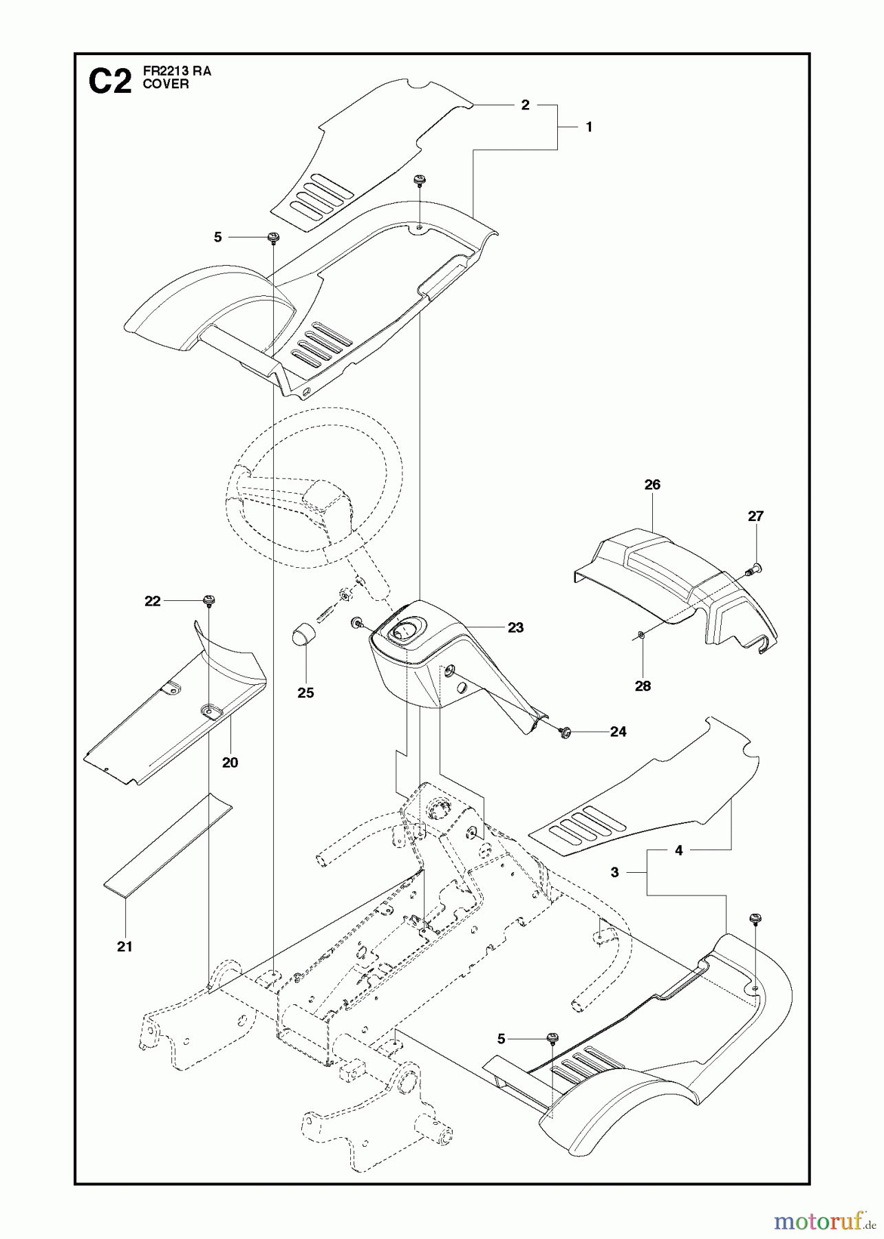 Jonsered Reitermäher FR2213 RA (966773301) - Jonsered Rear-Engine Riding Mower (2012) COVER #2