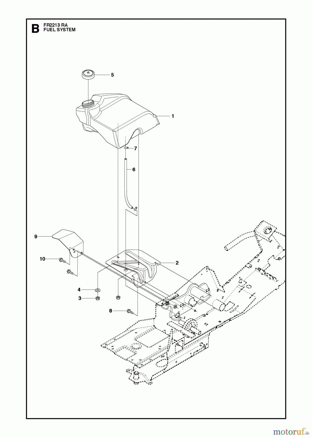 Jonsered Reitermäher FR2213 RA (966773301) - Jonsered Rear-Engine Riding Mower (2012) FUEL SYSTEM