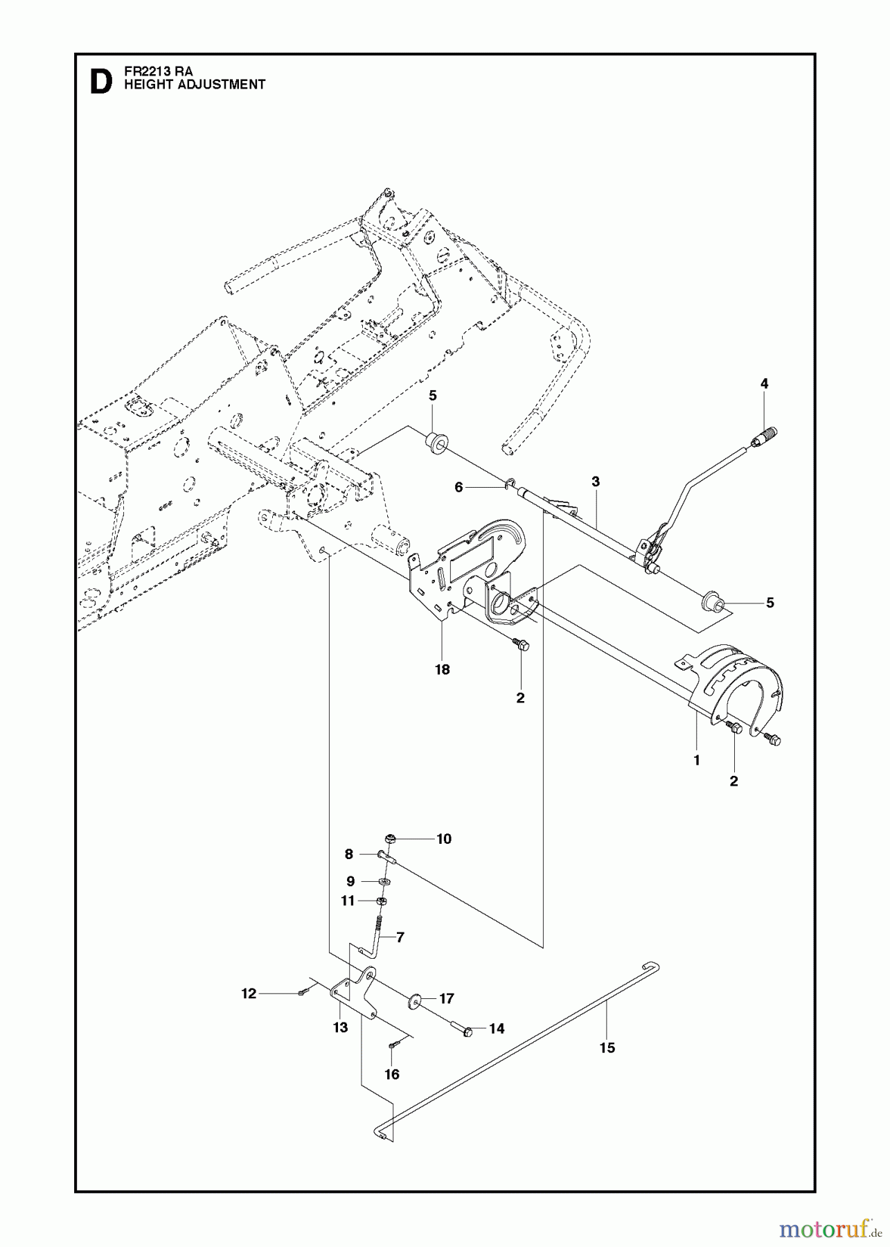 Jonsered Reitermäher FR2213 RA (966773301) - Jonsered Rear-Engine Riding Mower (2012) HEIGHT ADJUSTMENT