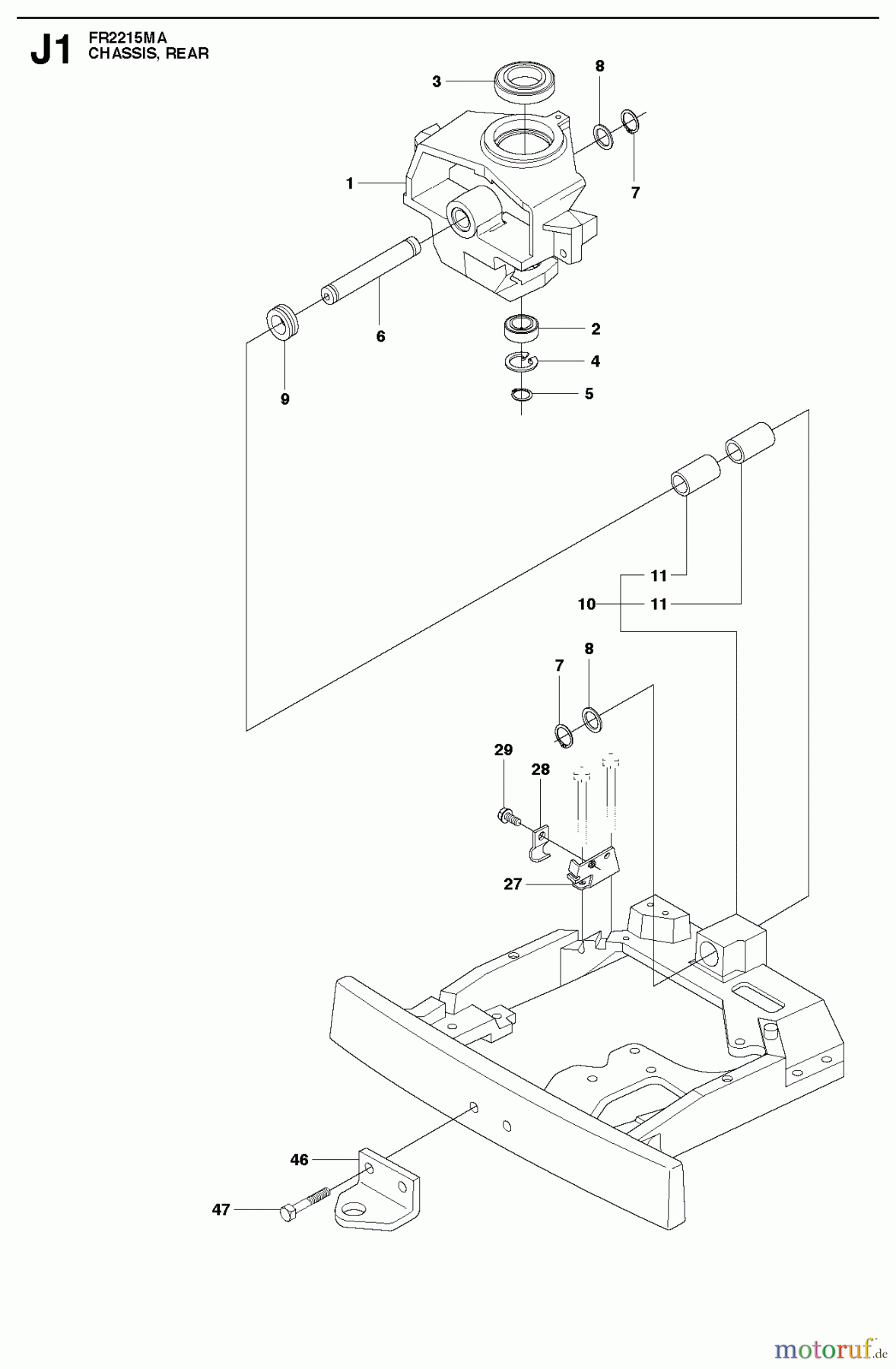 Jonsered Reitermäher FR2215 MA (966632101) - Jonsered Rear-Engine Riding Mower (2011) CHASSIS LOWER #1