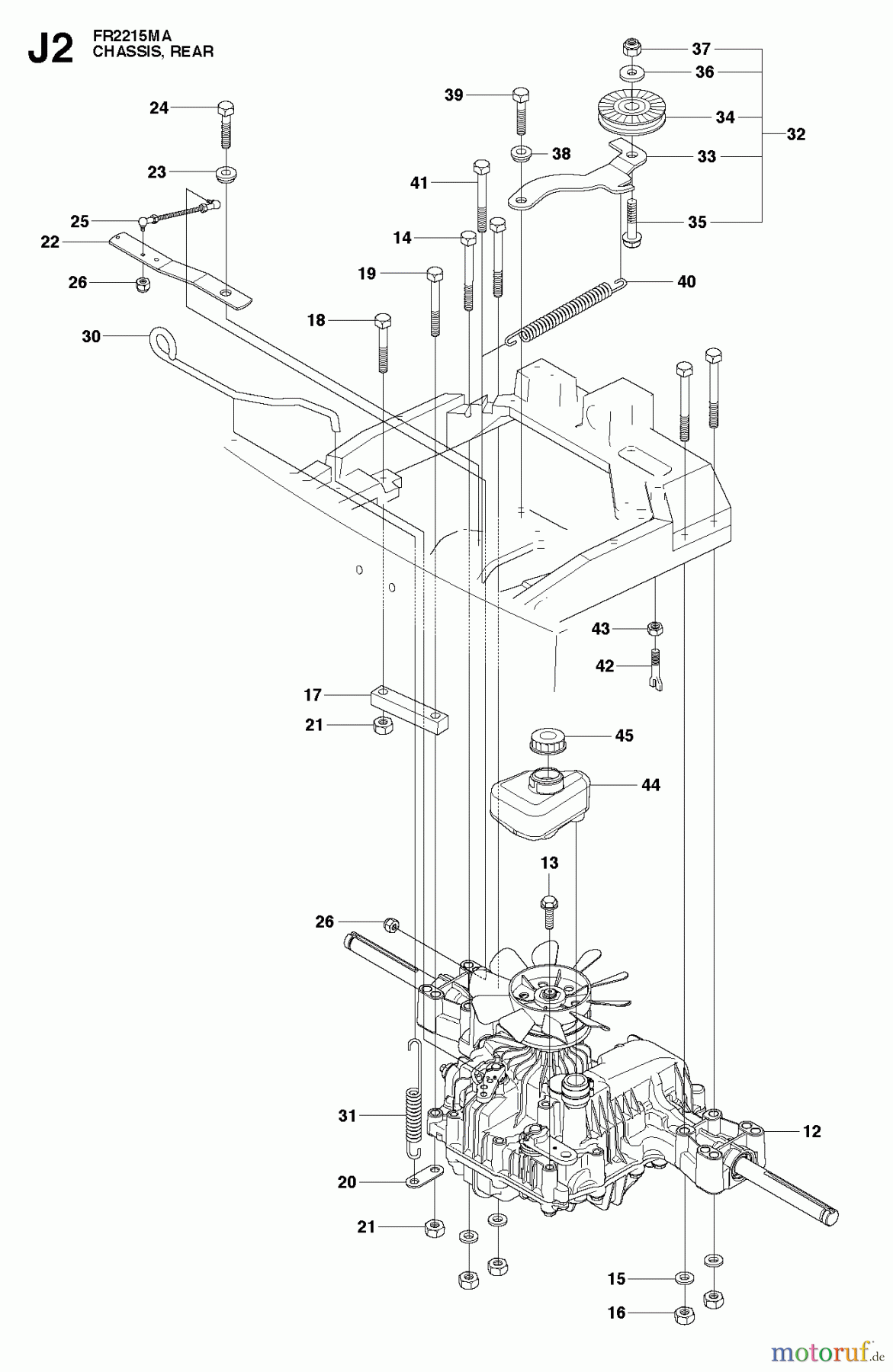 Jonsered Reitermäher FR2215 MA (966632101) - Jonsered Rear-Engine Riding Mower (2011) CHASSIS LOWER #2