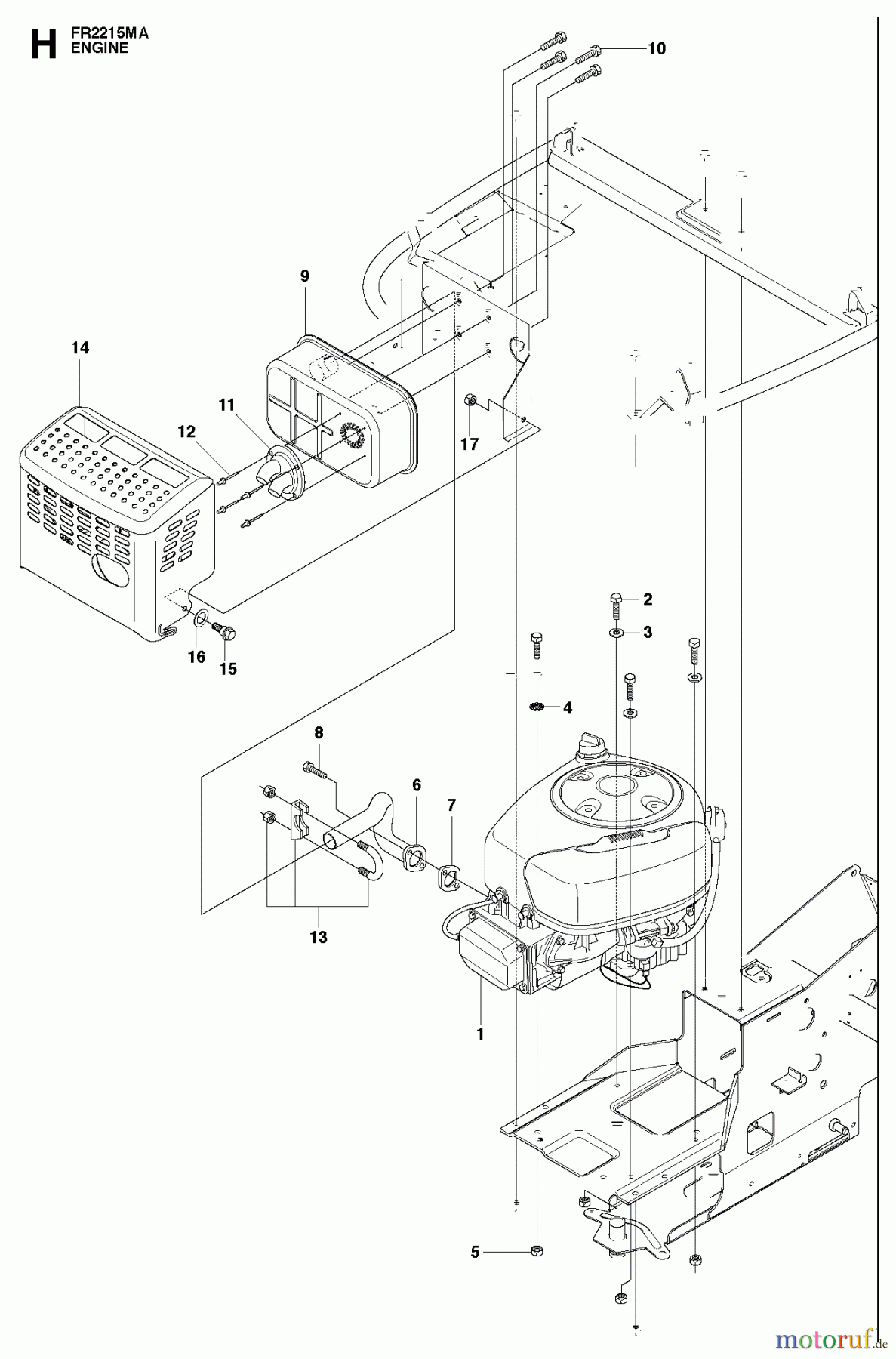 Jonsered Reitermäher FR2215 MA (966632101) - Jonsered Rear-Engine Riding Mower (2011) ENGINE
