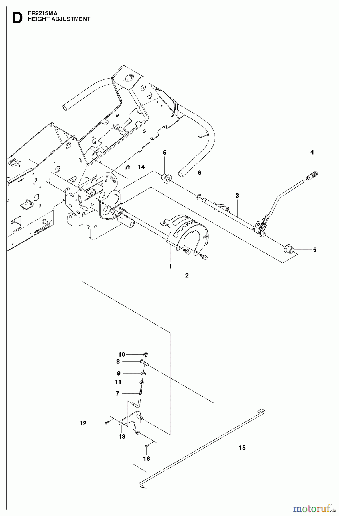 Jonsered Reitermäher FR2215 MA (966632101) - Jonsered Rear-Engine Riding Mower (2011) HEIGHT ADJUSTMENT