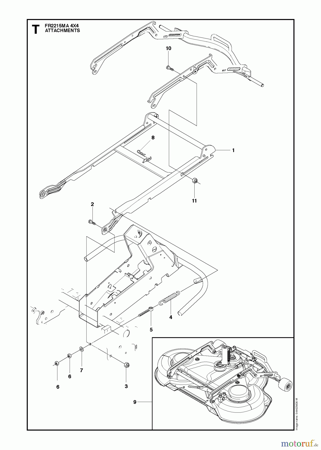  Jonsered Reitermäher FR2215 MA 4x4 (966632201) - Jonsered Rear-Engine Riding Mower (2011) ATTACHMENTS