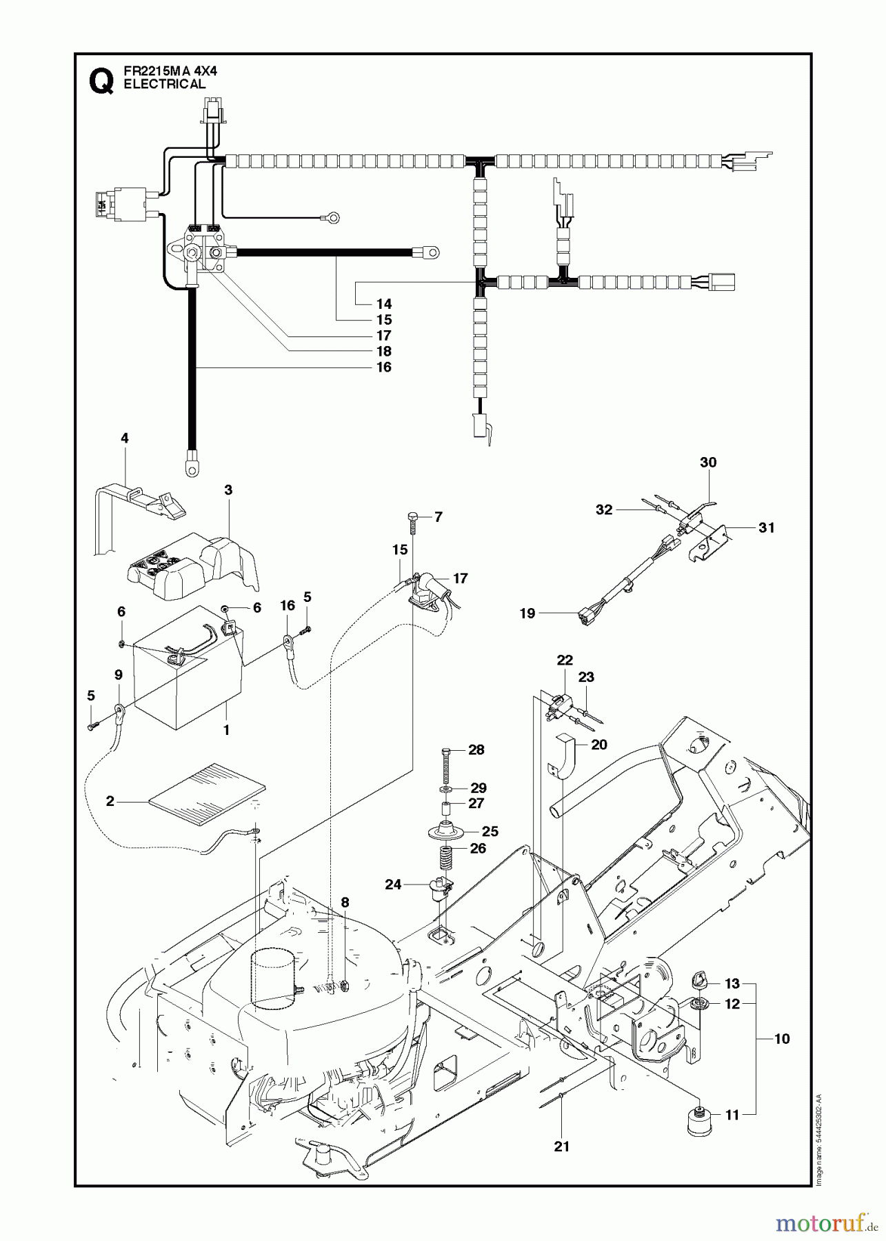 Jonsered Reitermäher FR2215 MA 4x4 (966632201) - Jonsered Rear-Engine Riding Mower (2011) ELECTRICAL