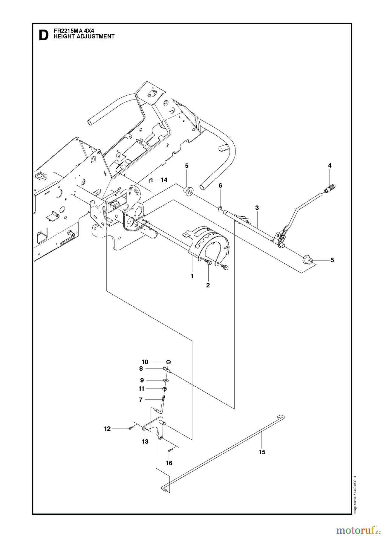 Jonsered Reitermäher FR2215 MA 4x4 (966632201) - Jonsered Rear-Engine Riding Mower (2011) HEIGHT ADJUSTMENT