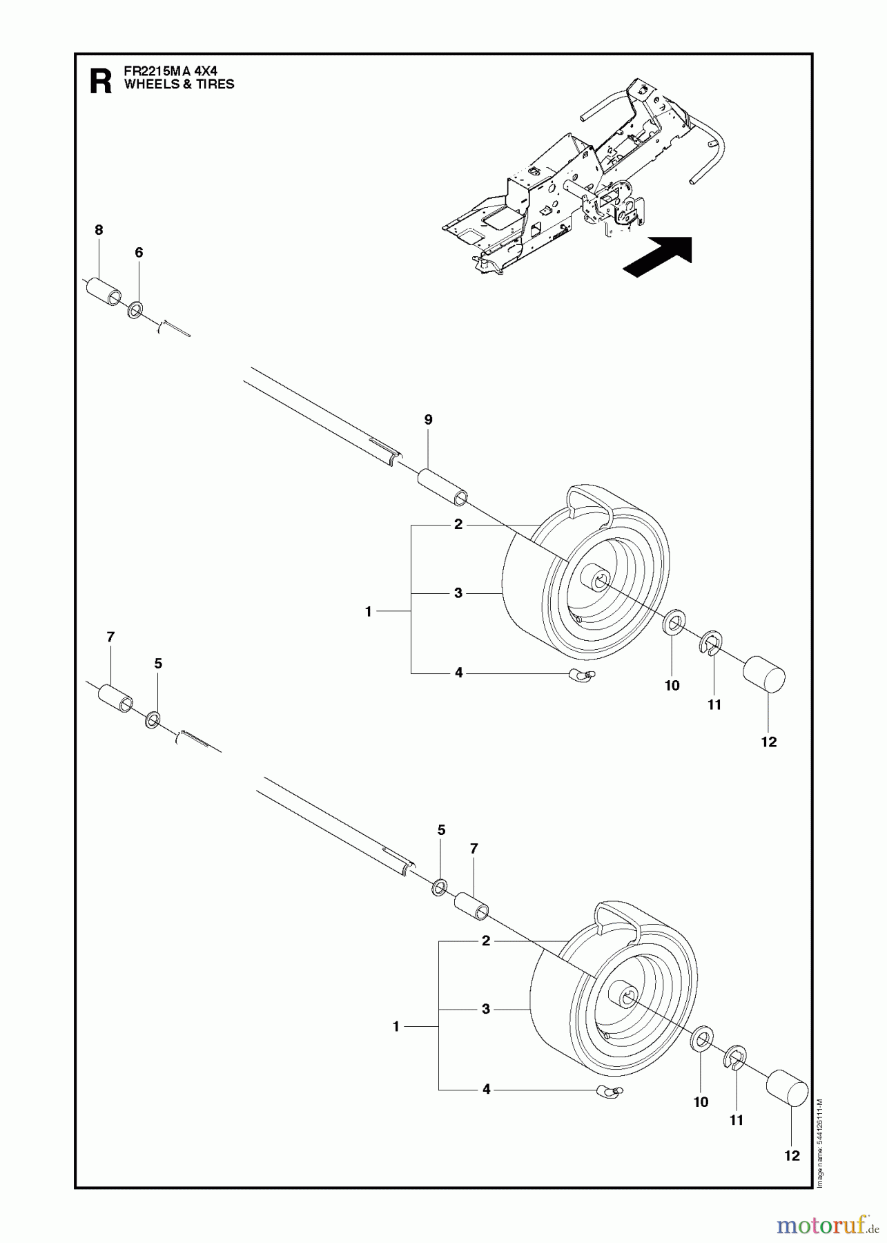 Jonsered Reitermäher FR2215 MA 4x4 (966632201) - Jonsered Rear-Engine Riding Mower (2011) WHEELS TIRES