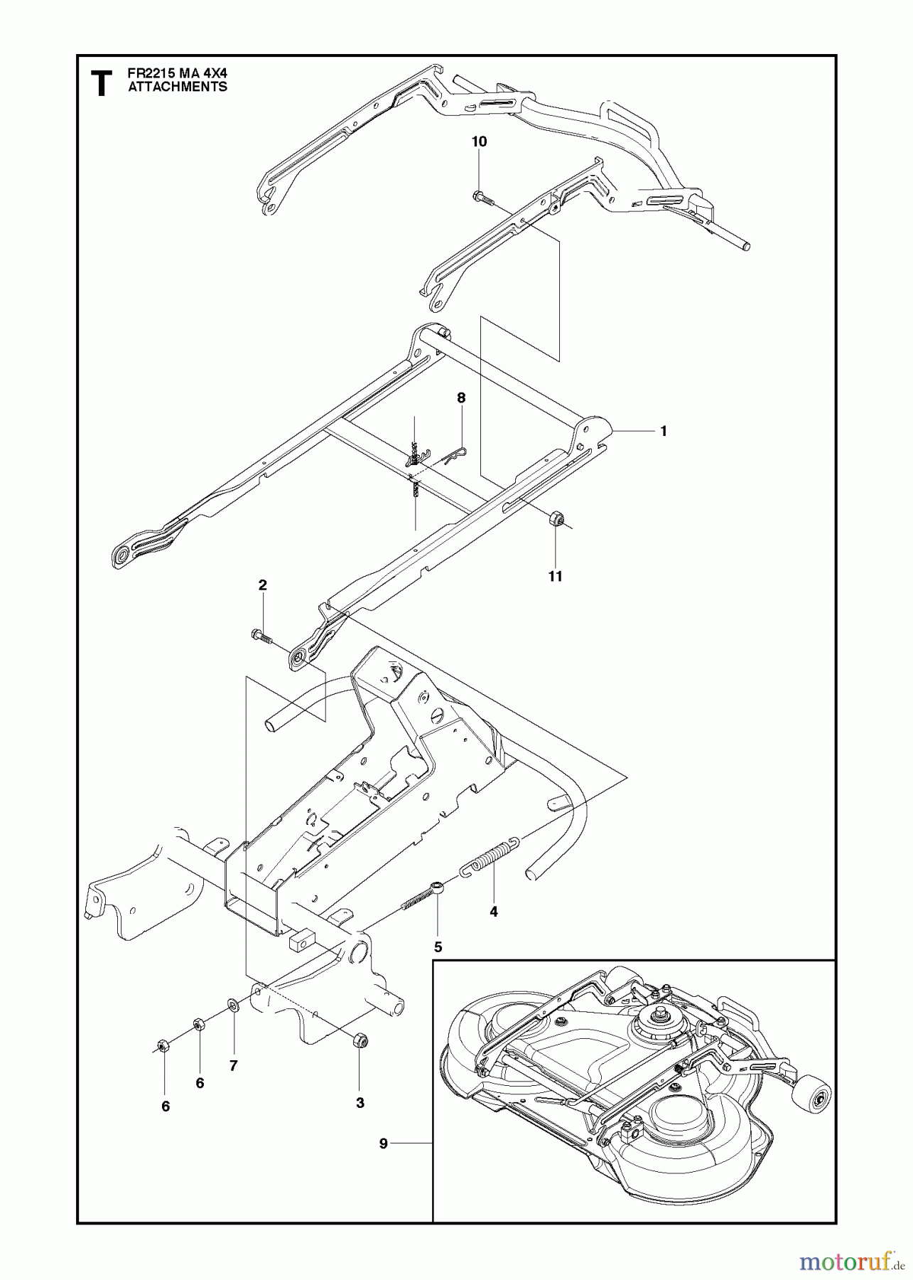 Jonsered Reitermäher FR2215 MA 4x4 (966773501) - Jonsered Rear-Engine Riding Mower (2012) ATTACHMENTS