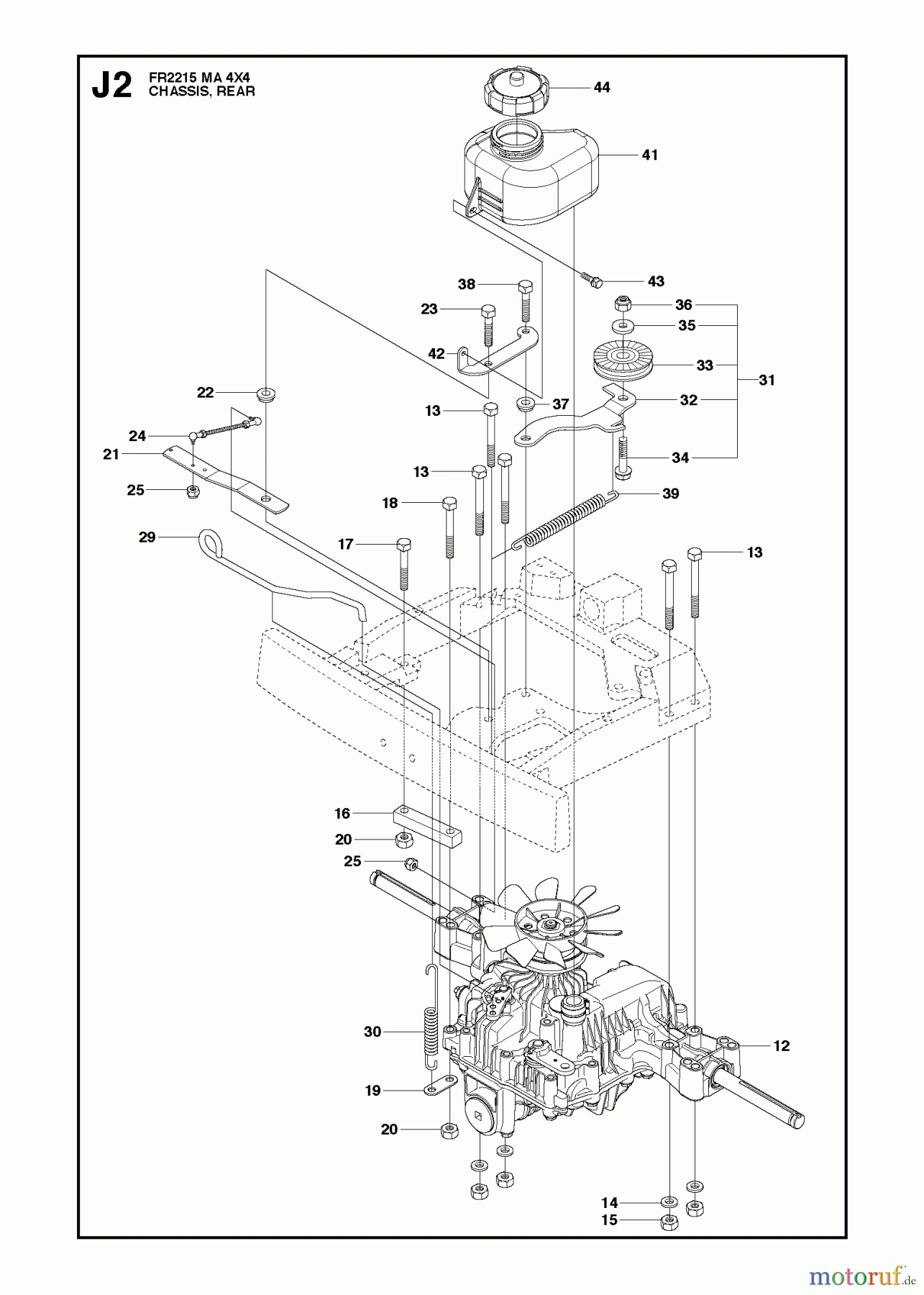 Jonsered Reitermäher FR2215 MA 4x4 (966773501) - Jonsered Rear-Engine Riding Mower (2012) CHASSIS REAR #1