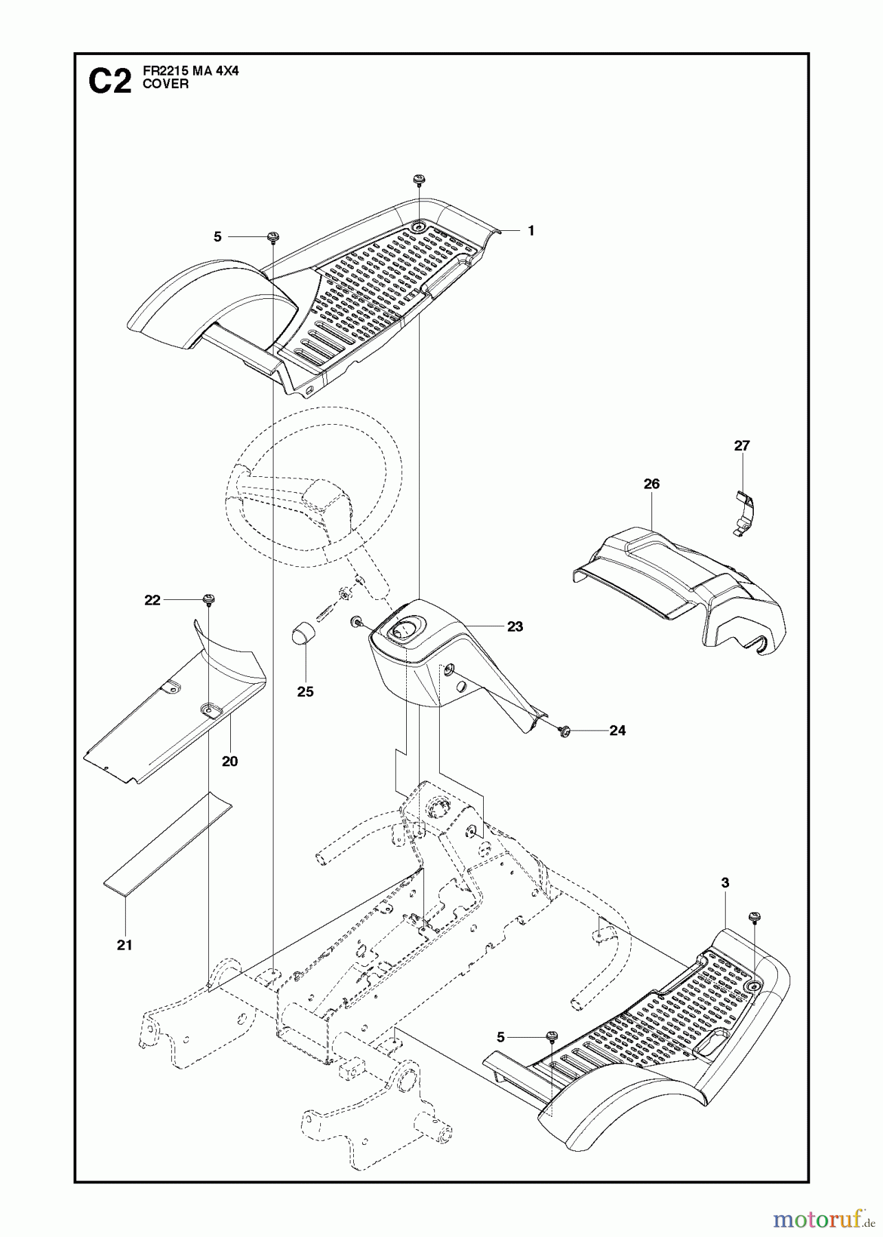 Jonsered Reitermäher FR2215 MA 4x4 (966773501) - Jonsered Rear-Engine Riding Mower (2012) COVER #1