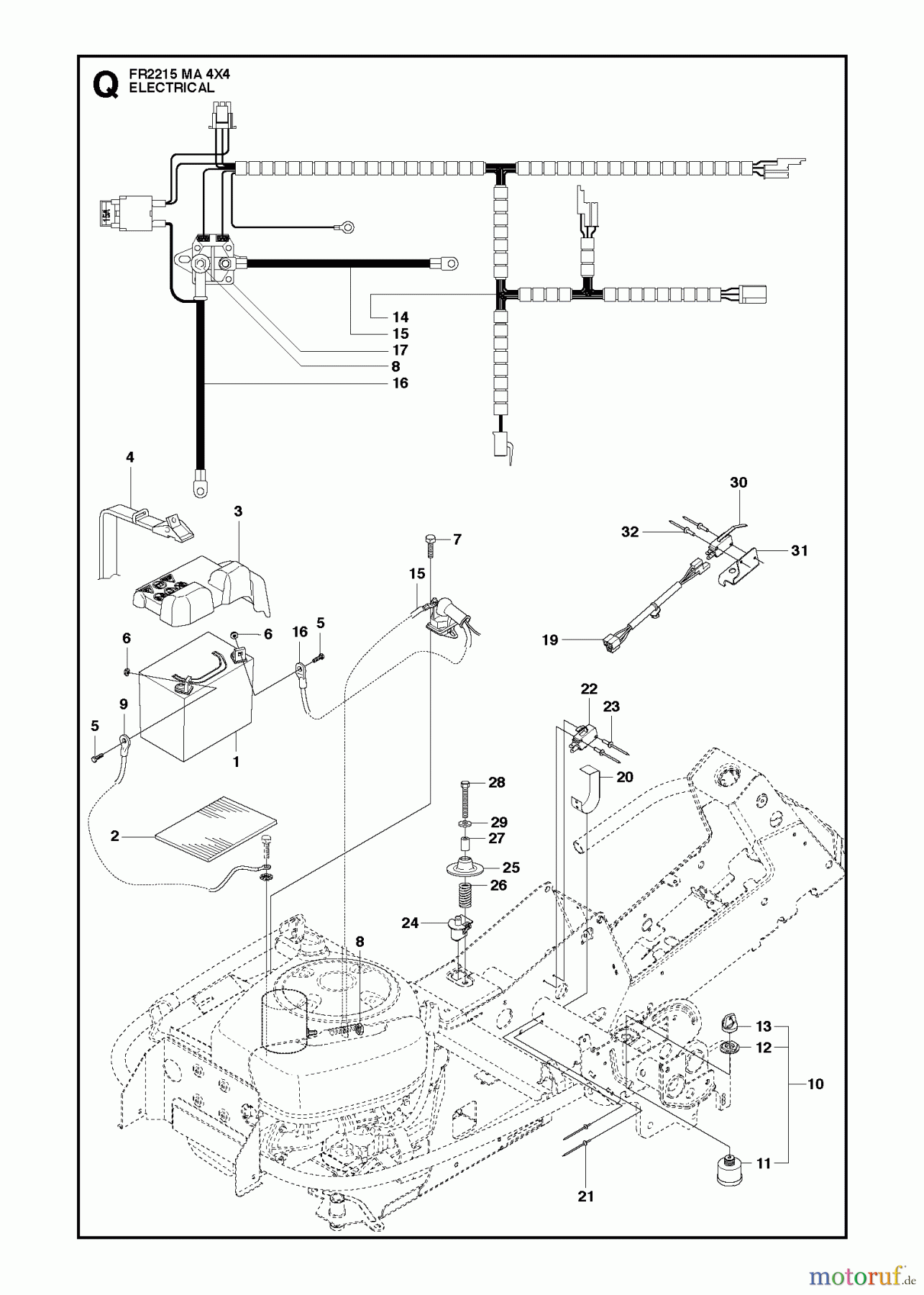 Jonsered Reitermäher FR2215 MA 4x4 (966773501) - Jonsered Rear-Engine Riding Mower (2012) ELECTRICAL