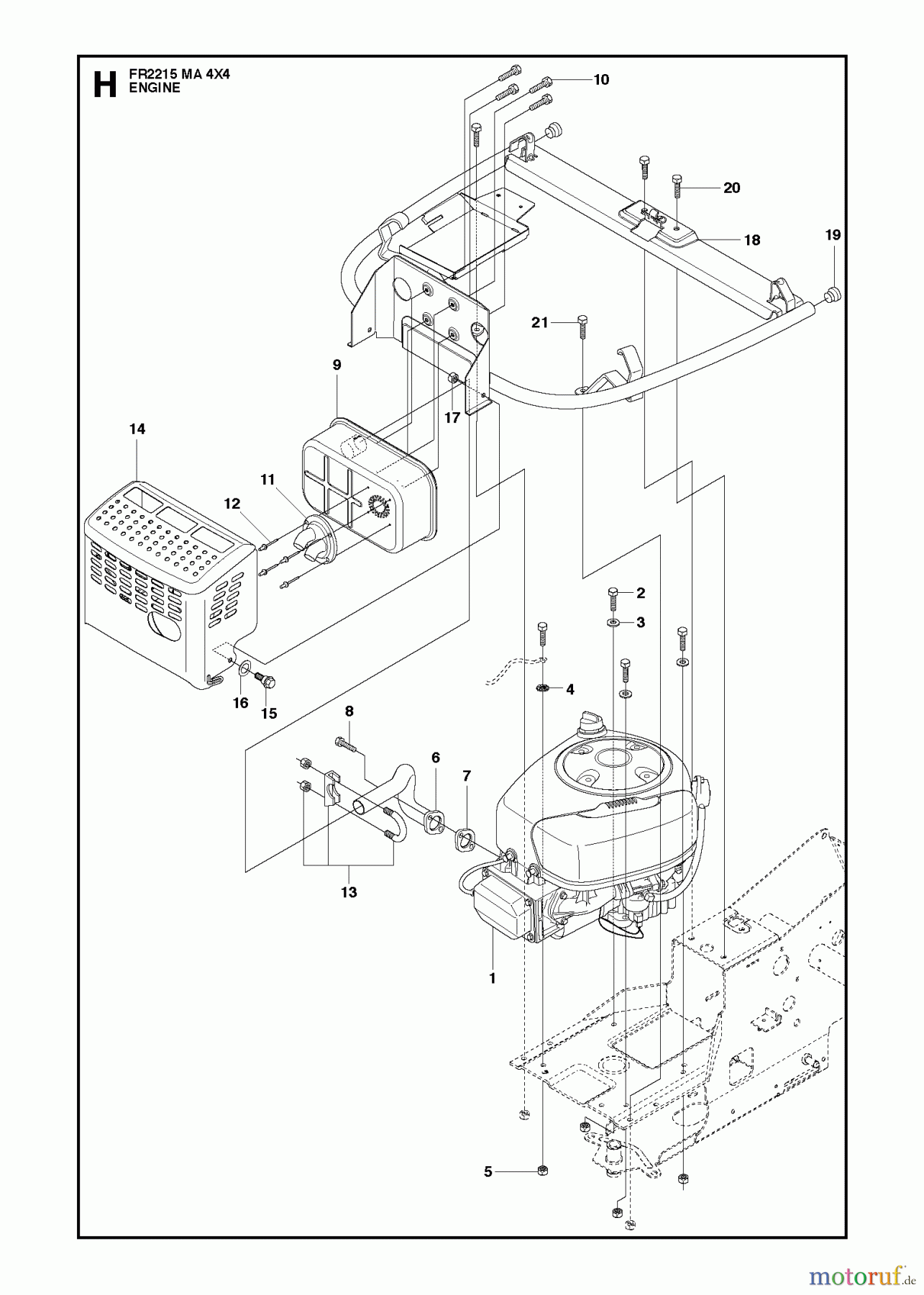 Jonsered Reitermäher FR2215 MA 4x4 (966773501) - Jonsered Rear-Engine Riding Mower (2012) ENGINE