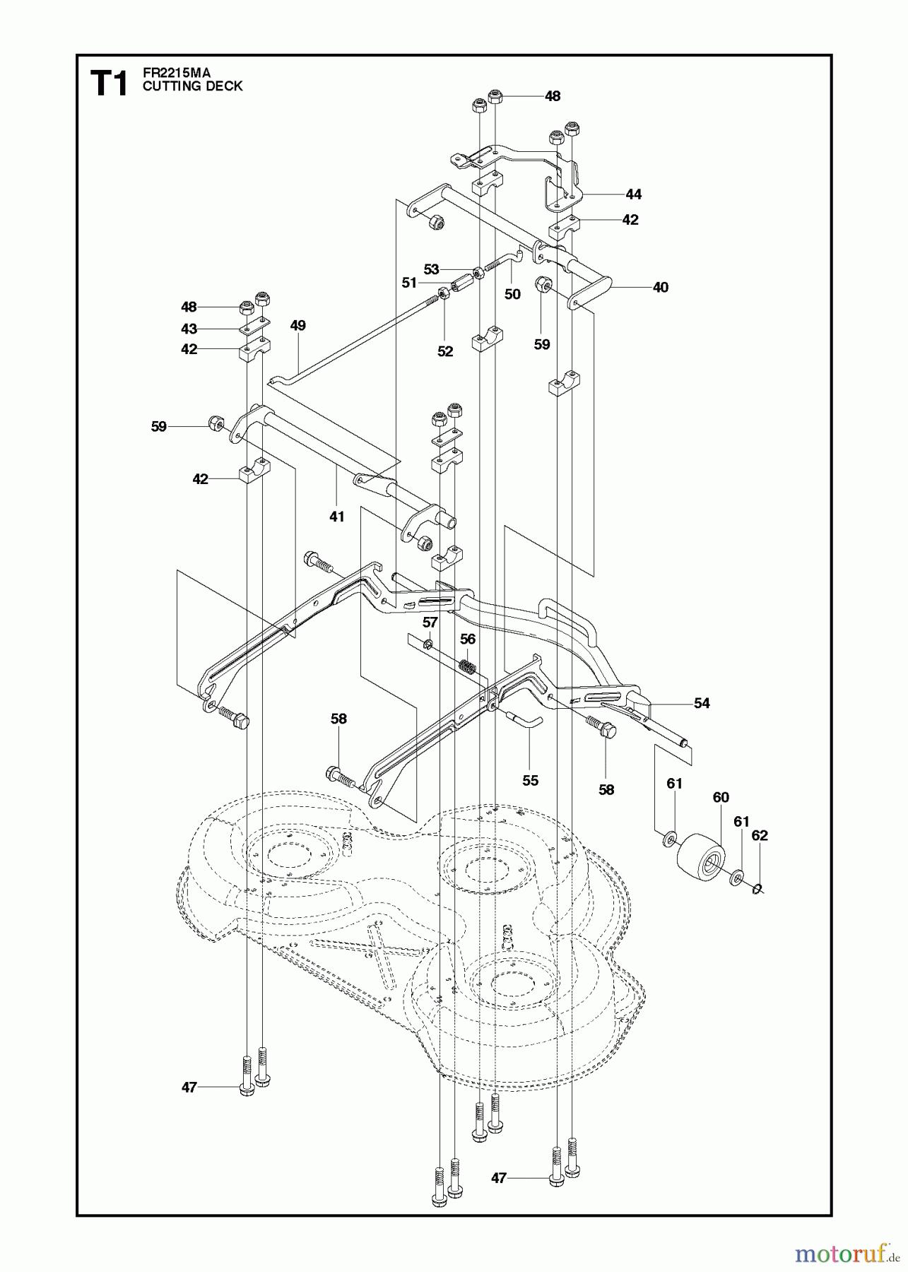 Jonsered Reitermäher FR2215 MA 4x4 (966773501) - Jonsered Rear-Engine Riding Mower (2012) MOWER DECK / CUTTING DECK #1
