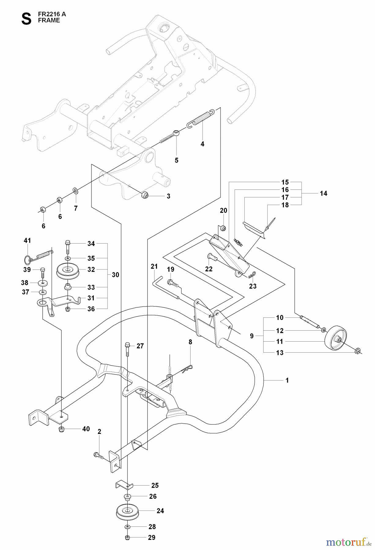 Jonsered Reitermäher FR2216 A (965190501) - Jonsered Rear-Engine Riding Mower (2009-02) FRAME