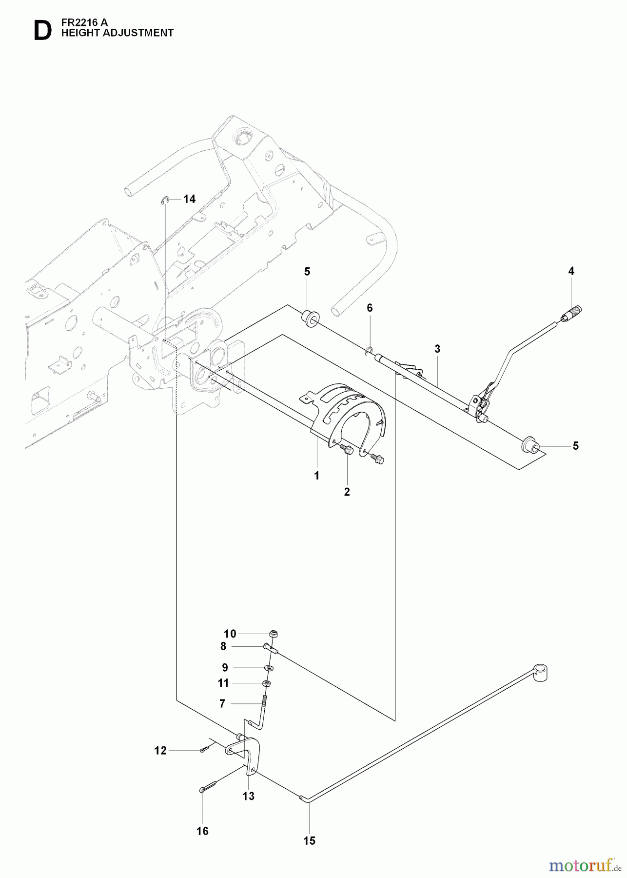 Jonsered Reitermäher FR2216 A (965190501) - Jonsered Rear-Engine Riding Mower (2009-02) HEIGHT ADJUSTMENT