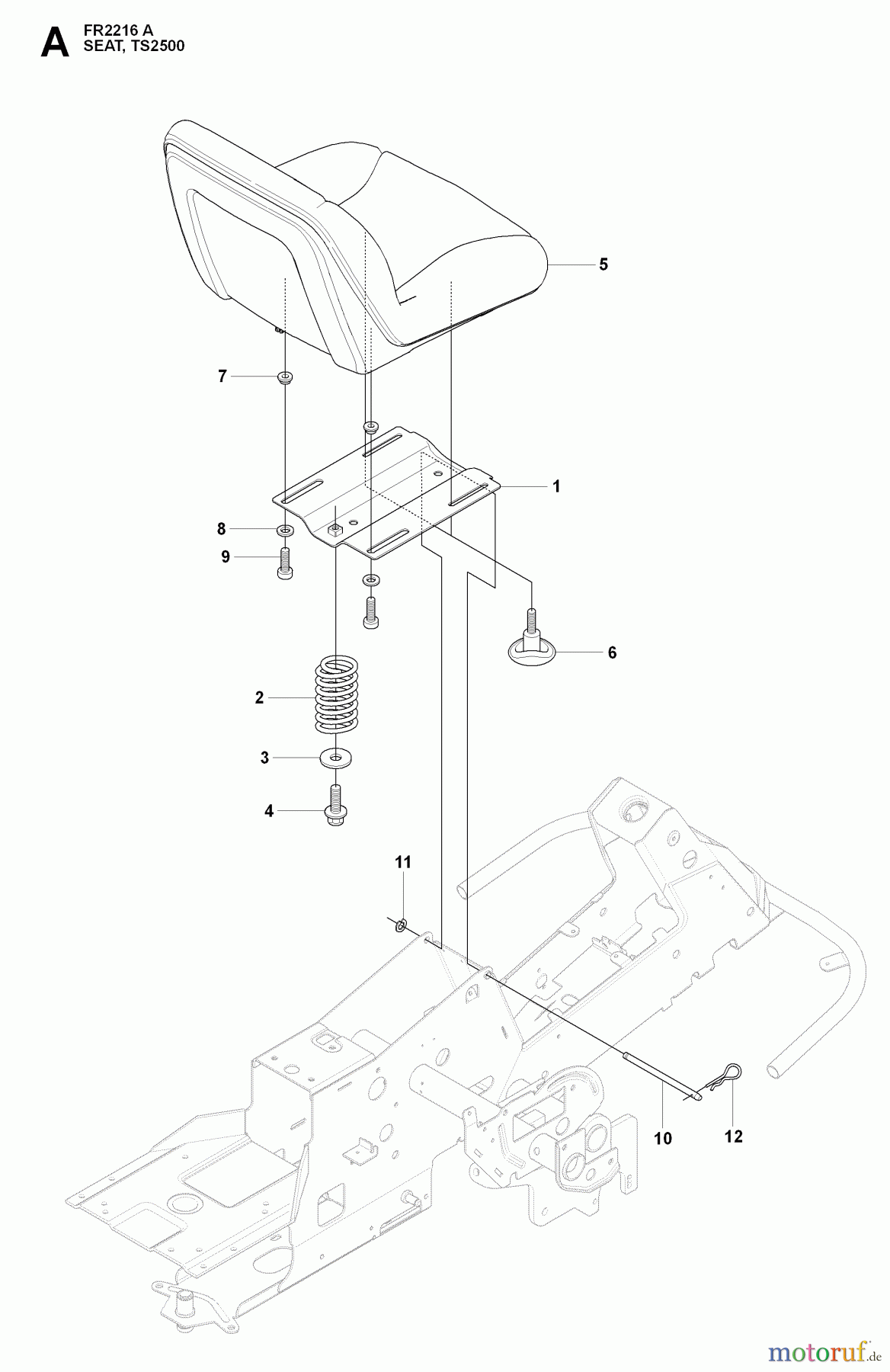 Jonsered Reitermäher FR2216 A (965190501) - Jonsered Rear-Engine Riding Mower (2009-02) SEAT