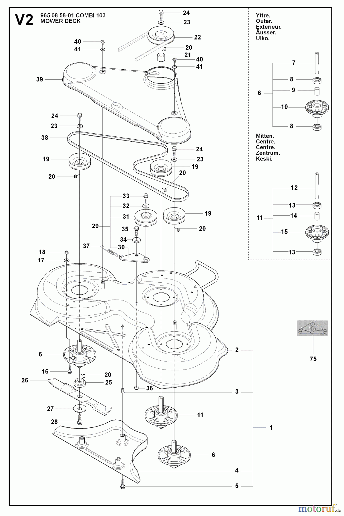 Jonsered Reitermäher FR2216 A2 (966862901) - Jonsered Rear-Engine Riding Mower (2008-01) 103CM CUTTING DECK #1
