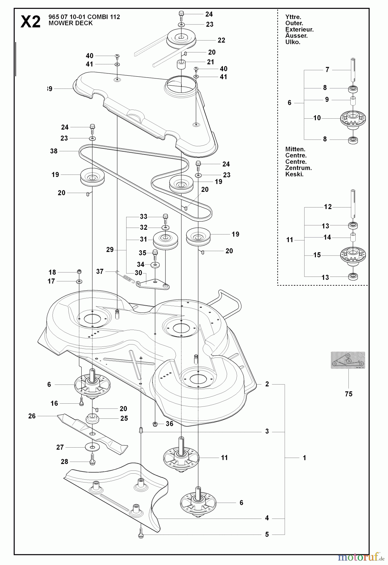 Jonsered Reitermäher FR2216 A2 (966862901) - Jonsered Rear-Engine Riding Mower (2008-01) 44 /112CM CUTTING DECK #1