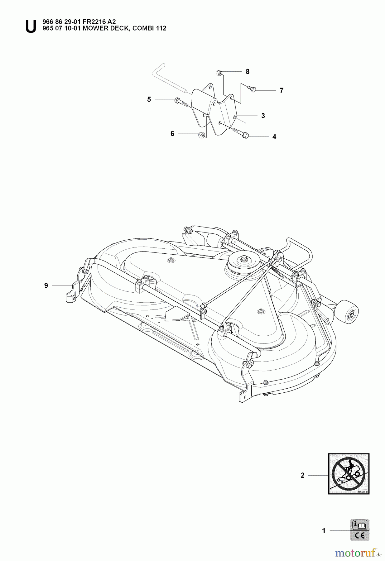 Jonsered Reitermäher FR2216 A2 (966862901) - Jonsered Rear-Engine Riding Mower (2008-01) 44 /112CM CUTTING DECK #2