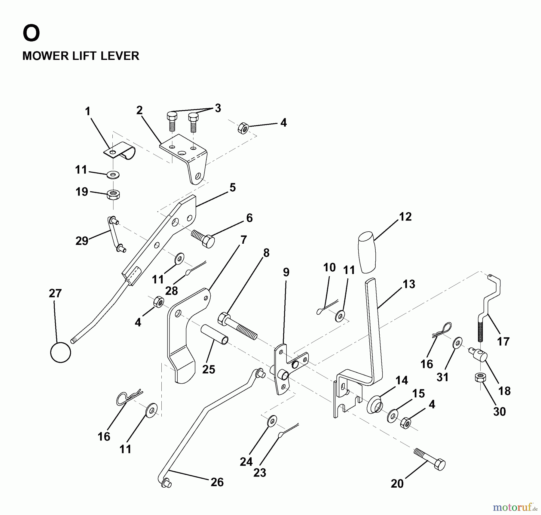 Jonsered Rasen und Garten Traktoren LR12 (1998-04) - Jonsered Lawn & Garden Tractor (Canada) MOWER LIFT LEVER