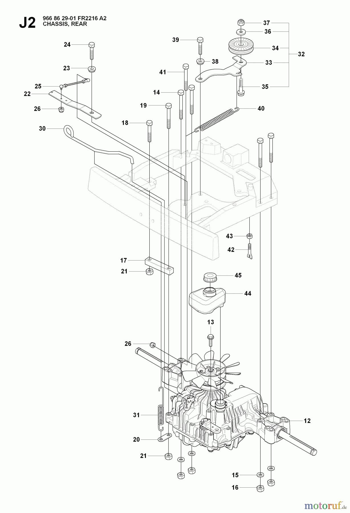 Jonsered Reitermäher FR2216 A2 (966862901) - Jonsered Rear-Engine Riding Mower (2008-01) COVER REAR #2