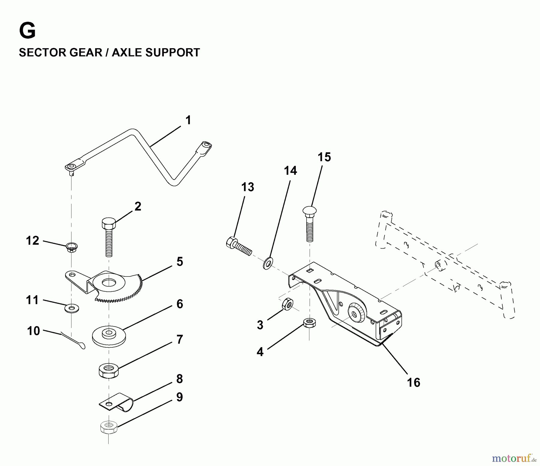 Jonsered Rasen und Garten Traktoren LR12 (1998-04) - Jonsered Lawn & Garden Tractor (Canada) SECTOR GEAR / AXLE SUPPORT