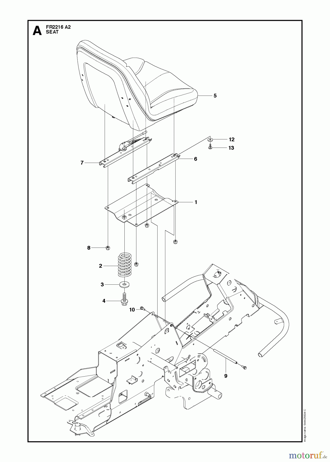 Jonsered Reitermäher FR2216 A2 (966862901) - Jonsered Rear-Engine Riding Mower (2009-02) SEAT