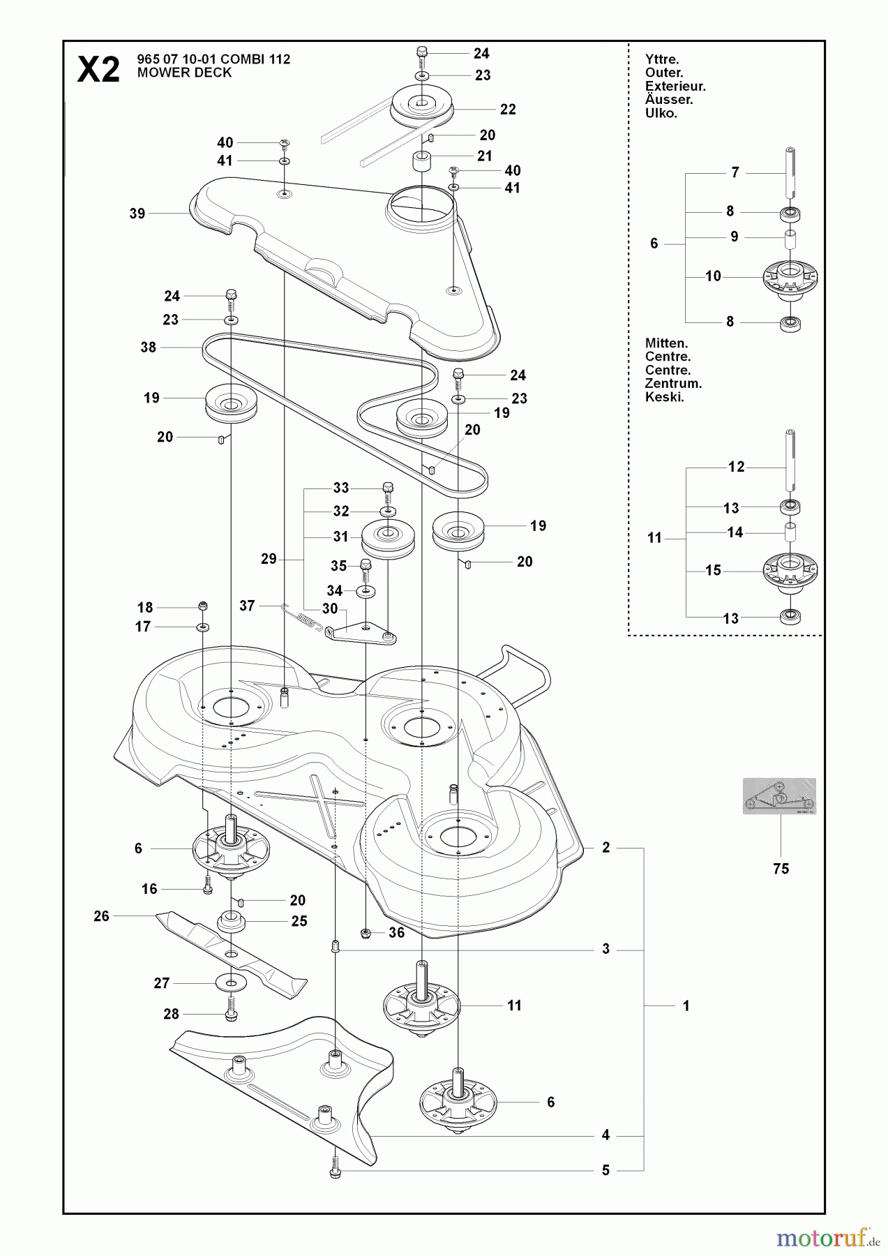 Jonsered Reitermäher FR2216 A2 4X4 (965190701) - Jonsered Rear-Engine Riding Mower (2008-01) 44 /112CM CUTTING DECK #1