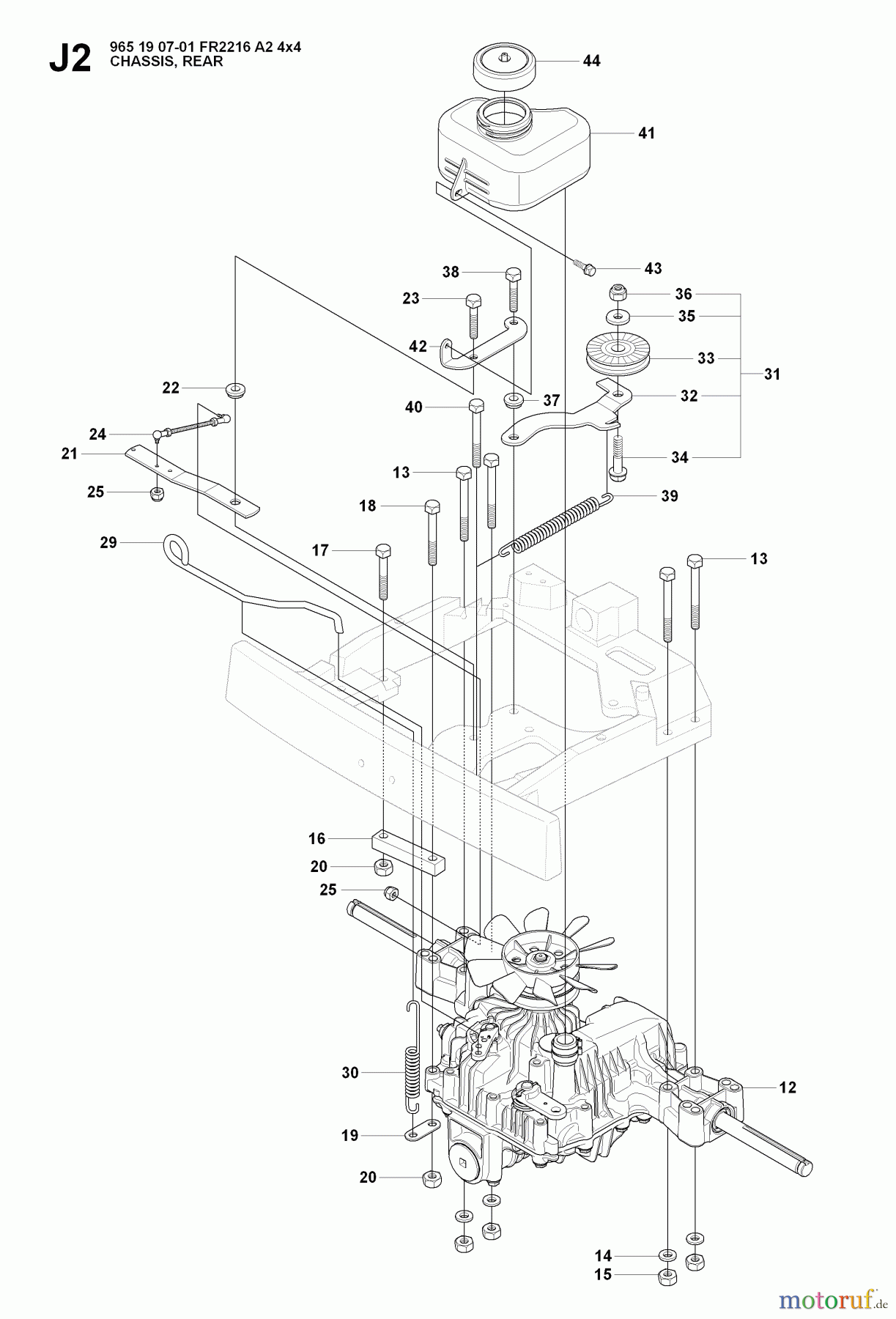 Jonsered Reitermäher FR2216 A2 4X4 (965190701) - Jonsered Rear-Engine Riding Mower (2008-01) CHASSIS ENCLOSURES #1